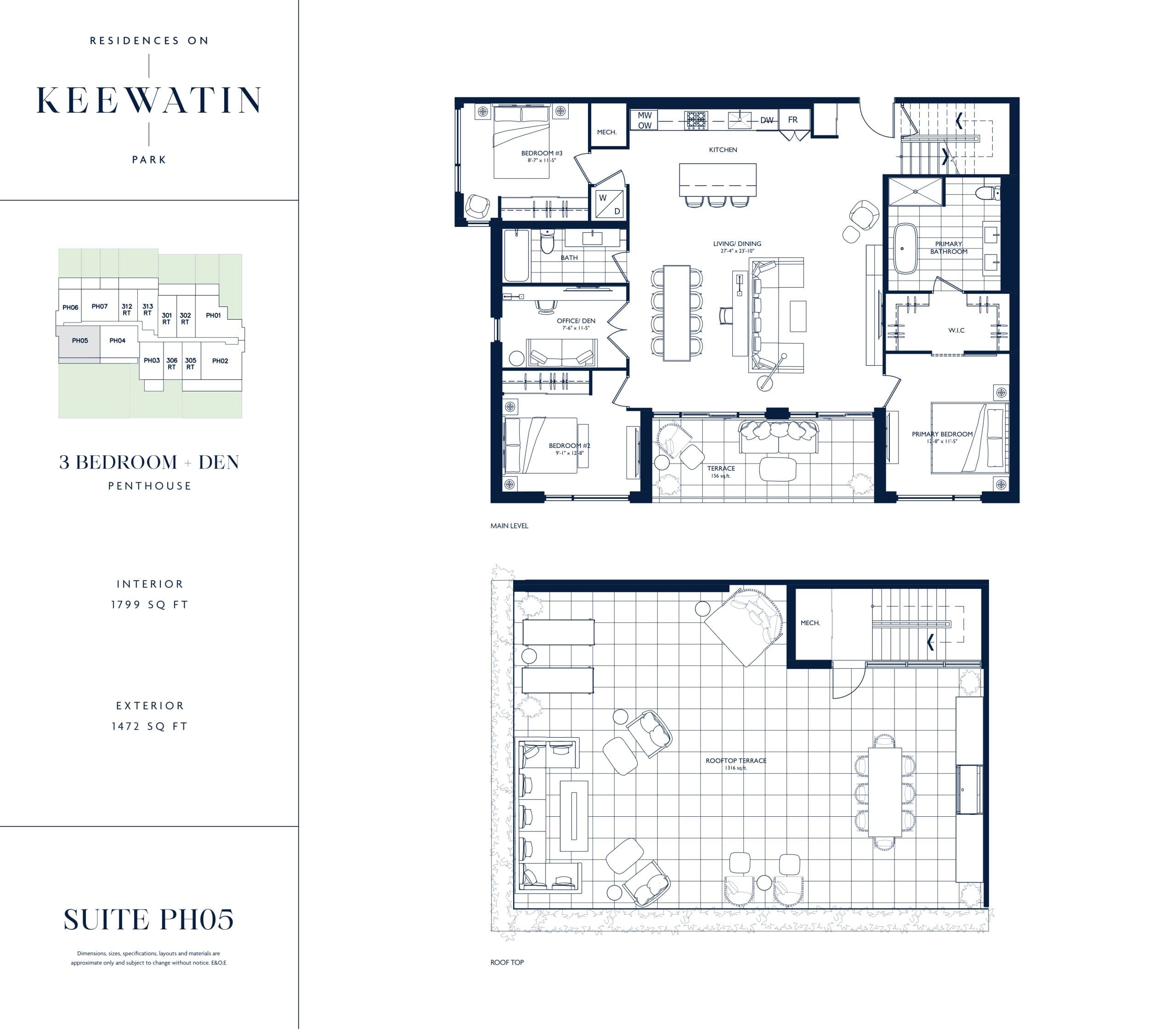 Suite PH05 Floor Plan at Residences on Keewatin Park - 1799 sq.ft