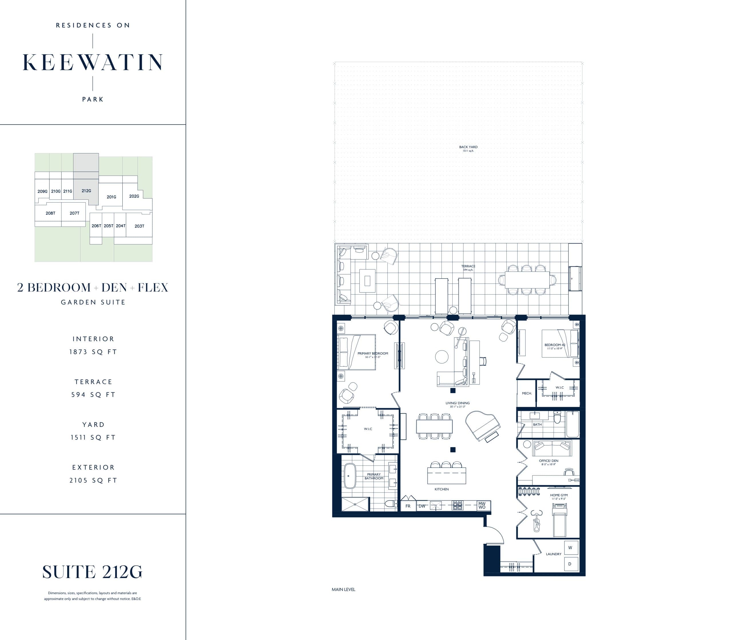 Suite 212G Floor Plan at Residences on Keewatin Park - 1873 sq.ft