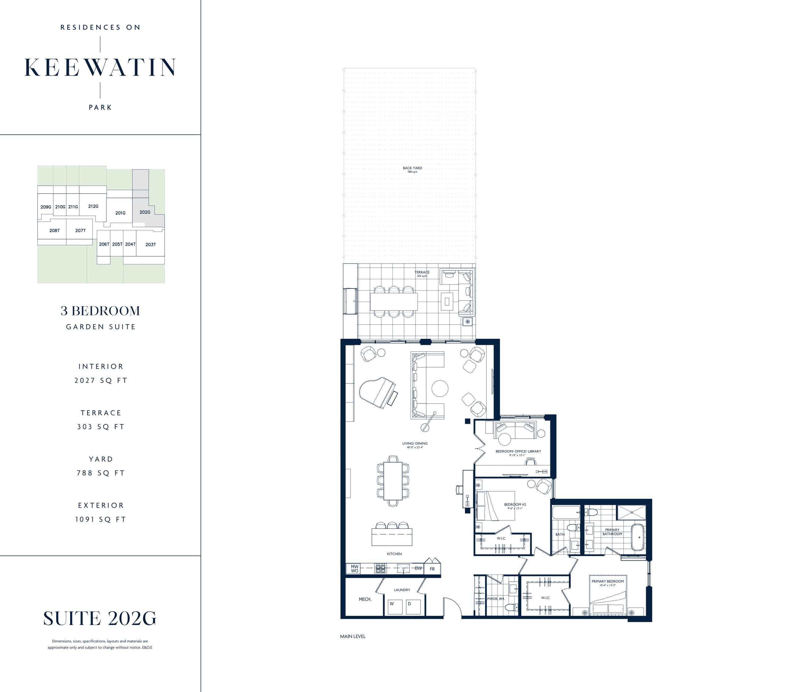 Suite 202G Floor Plan at Residences on Keewatin Park - 2027 sq.ft