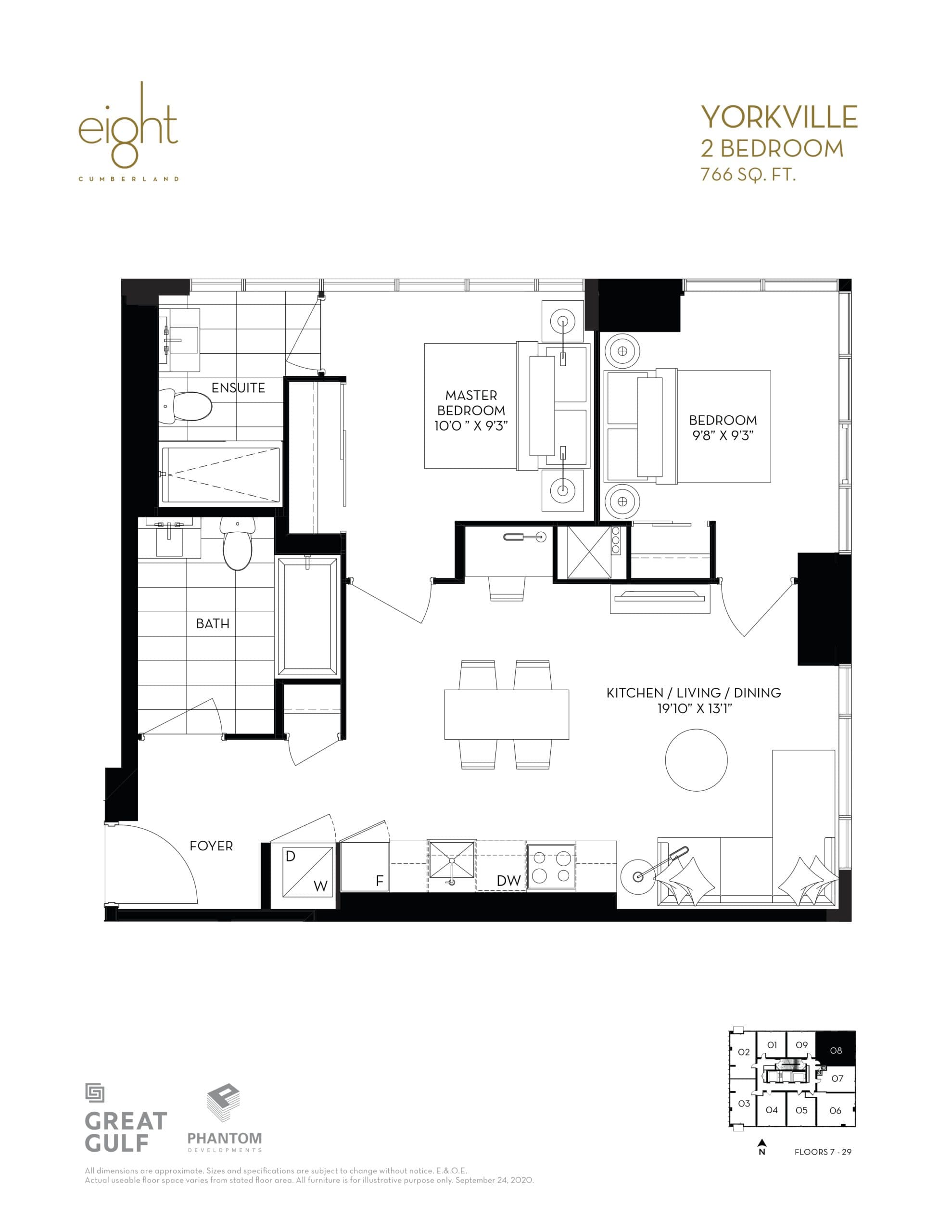 Yorkville Floor Plan at 8 Cumberland Condos - 766 sq.ft