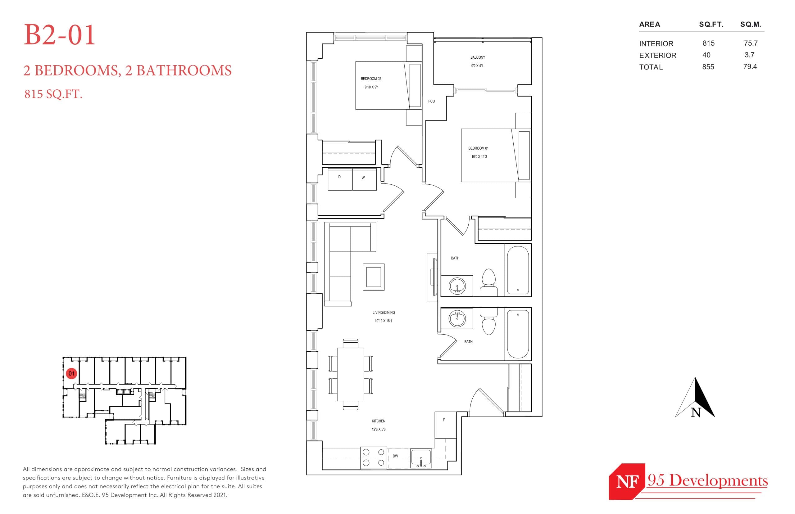 B2-01 Floor Plan at The Garden Series On Sheppard Condos - 815 sq.ft