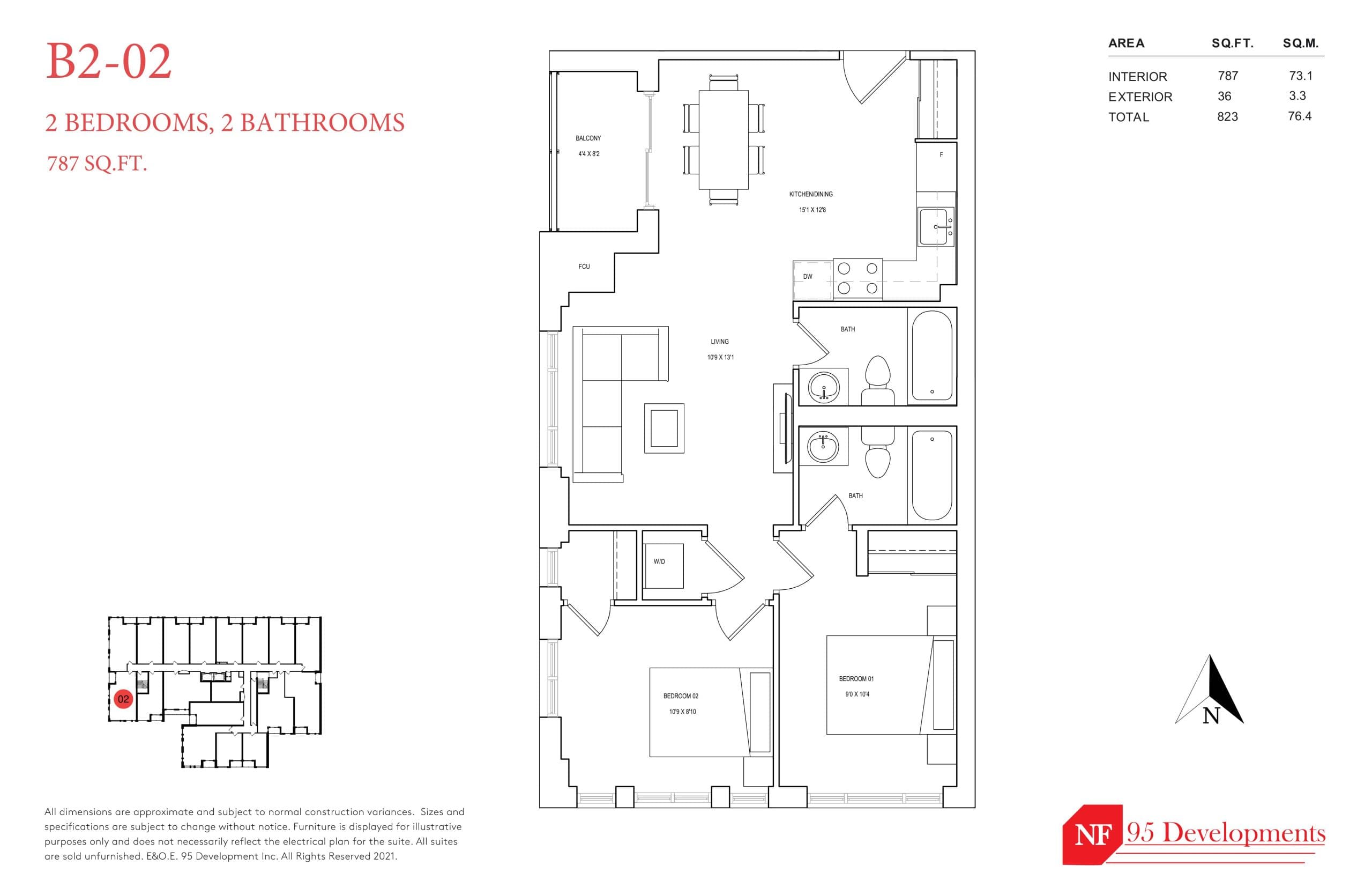 B2-02 Floor Plan at The Garden Series On Sheppard Condos - 787 sq.ft