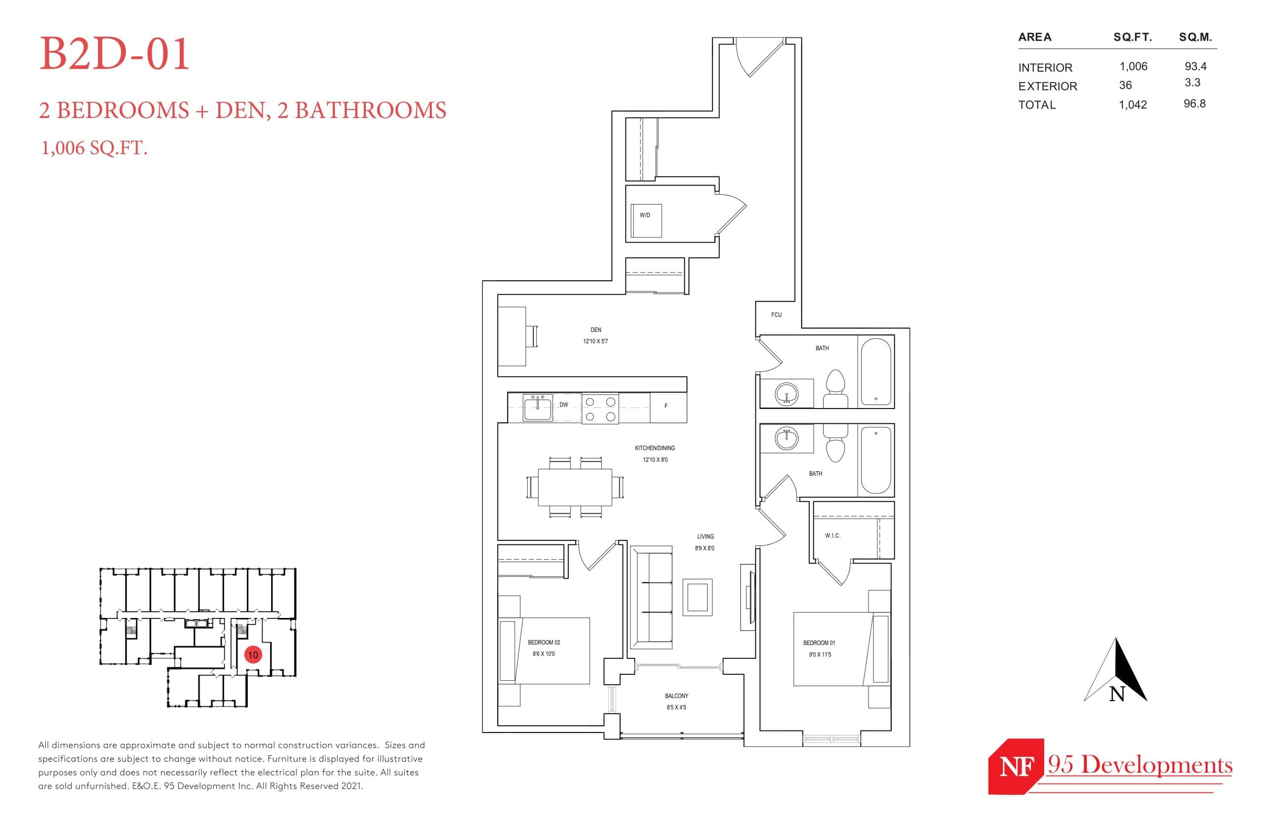B2D-01 Floor Plan at The Garden Series On Sheppard Condos - 1006 sq.ft