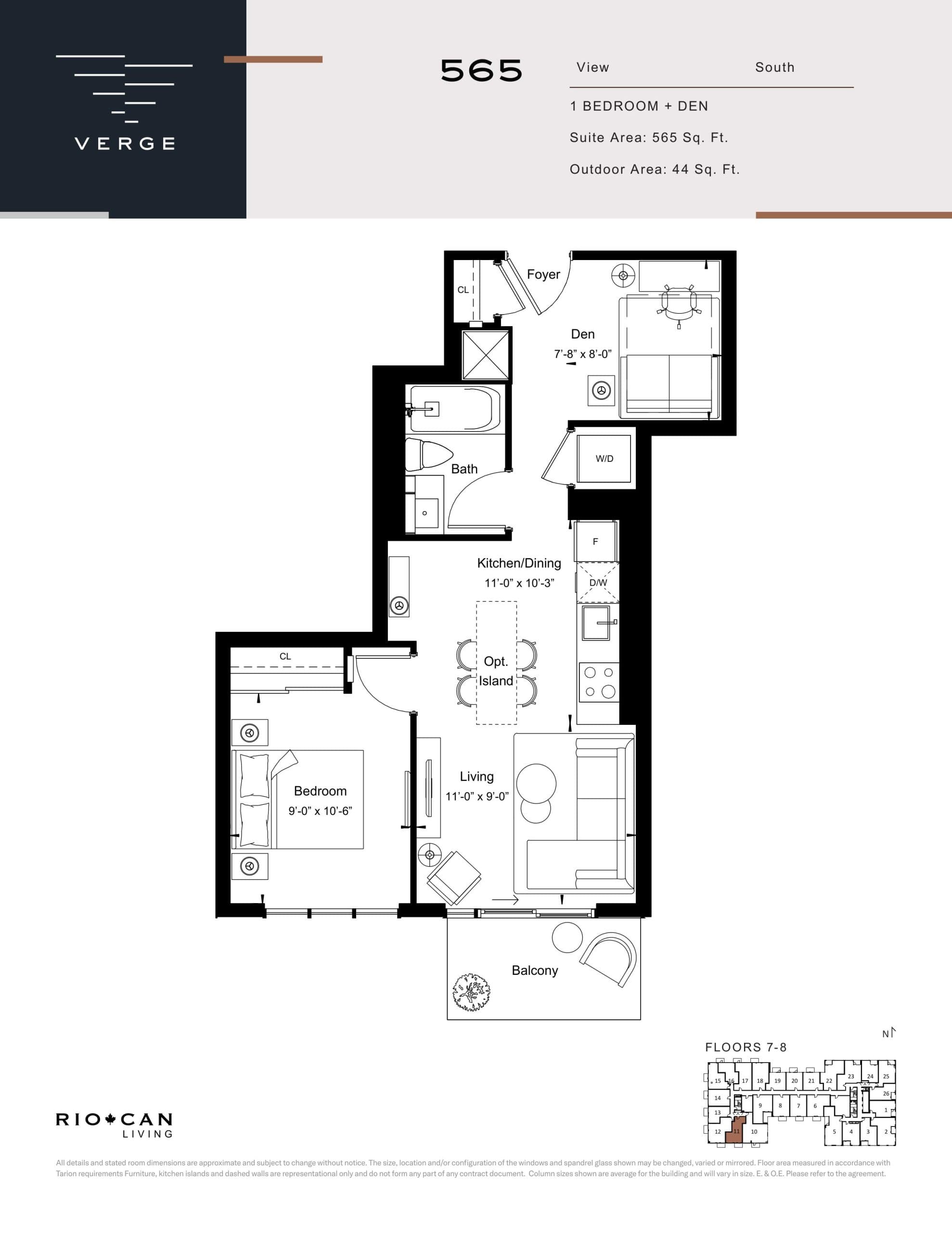 Suite 565 Floor Plan at Verge Condos - 565 sq.ft