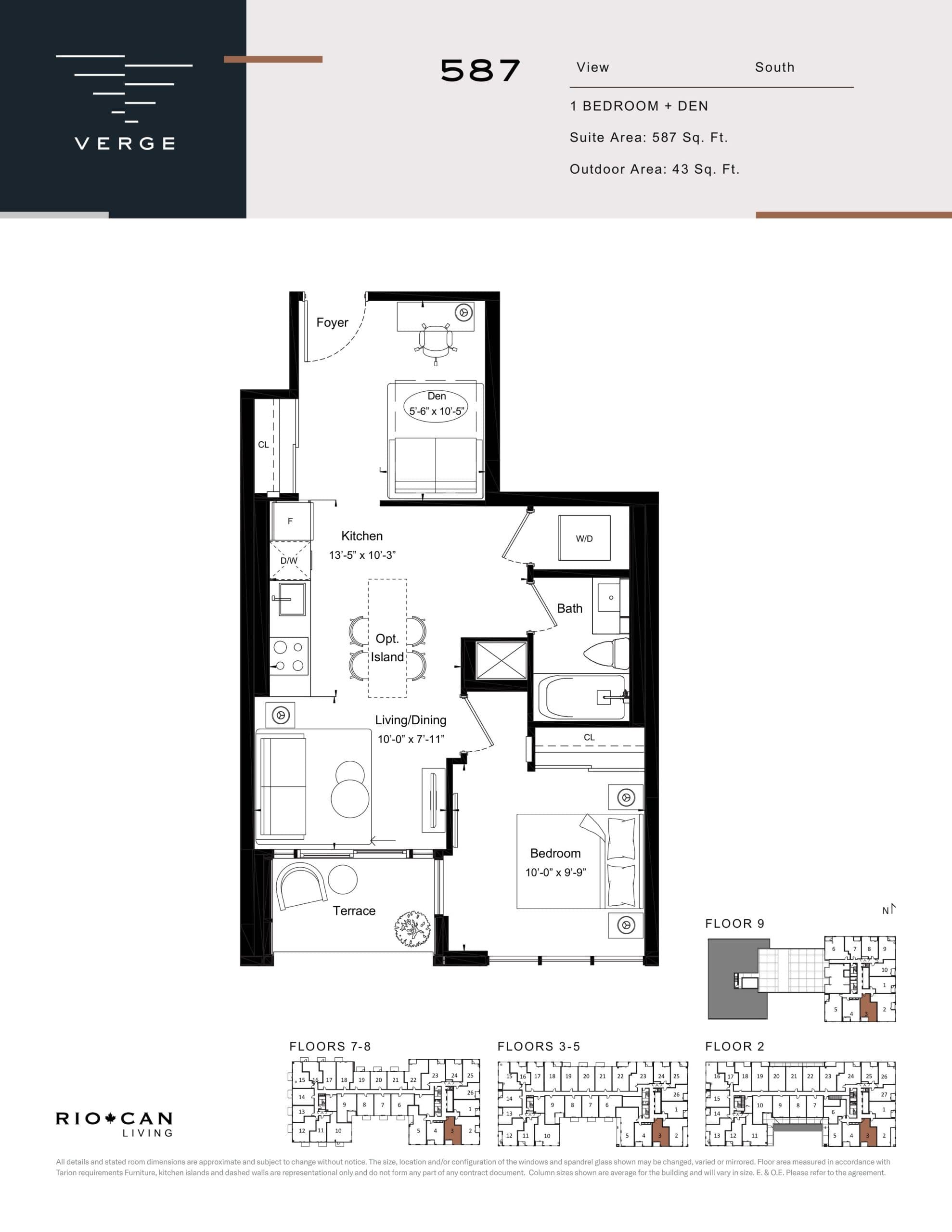 Suite 587 Floor Plan at Verge Condos - 587 sq.ft