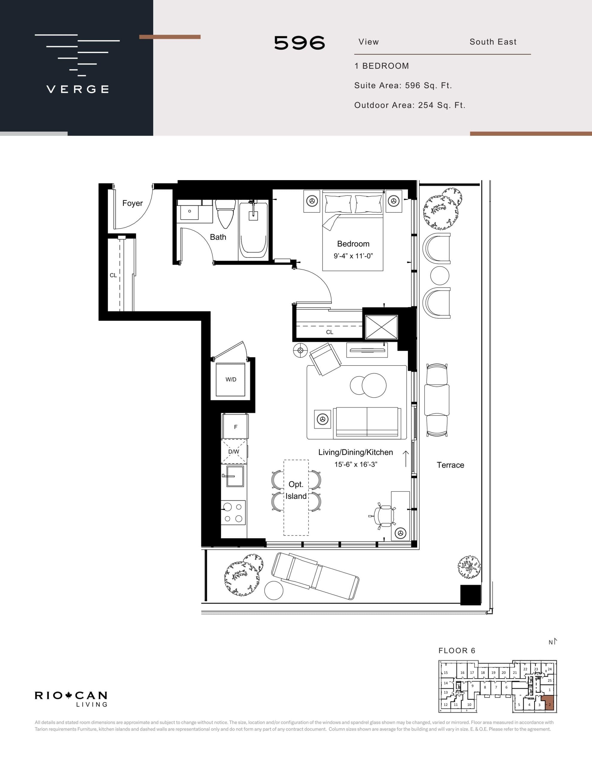 Suite 596 Floor Plan at Verge Condos - 596 sq.ft