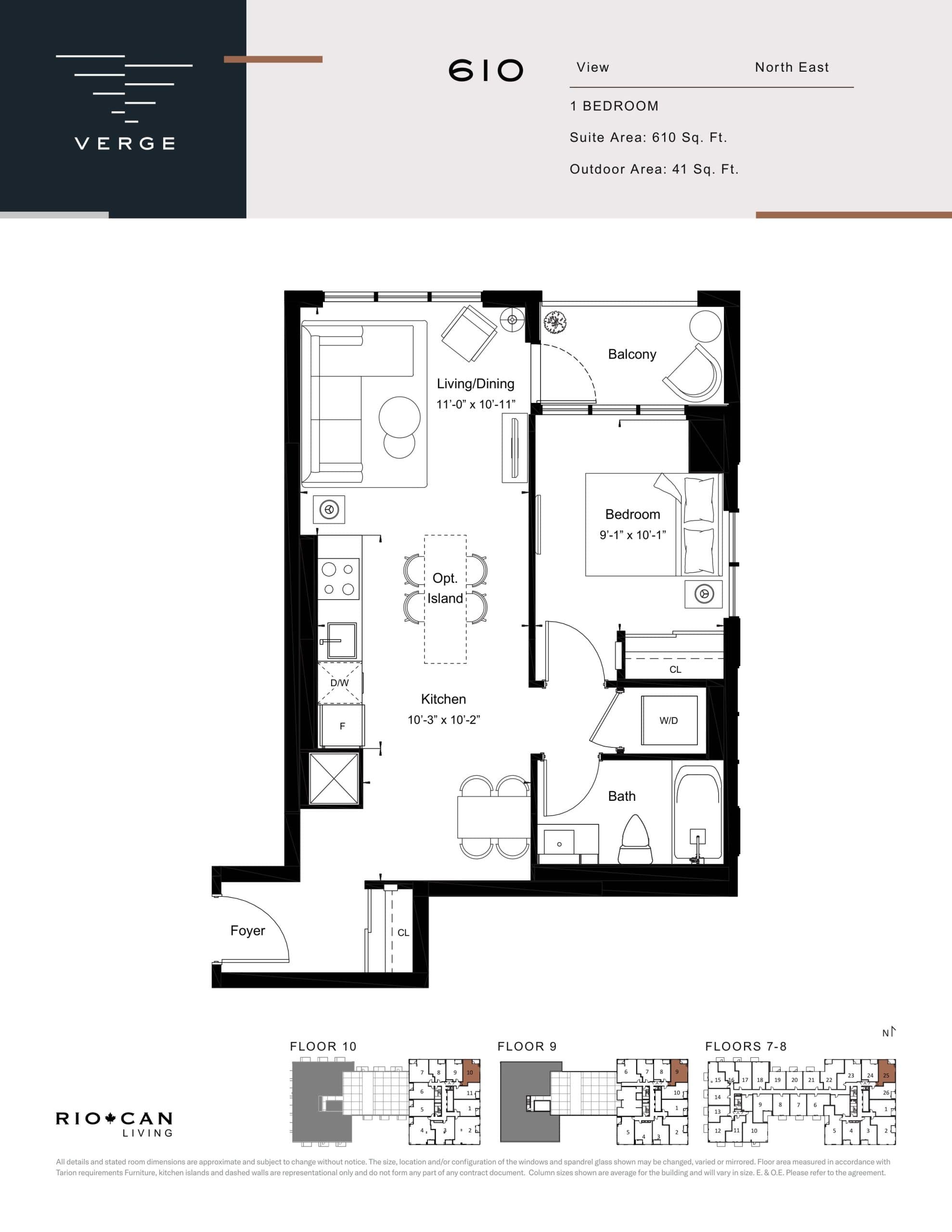 610 Floor Plan at Verge Condos - 610 sq.ft
