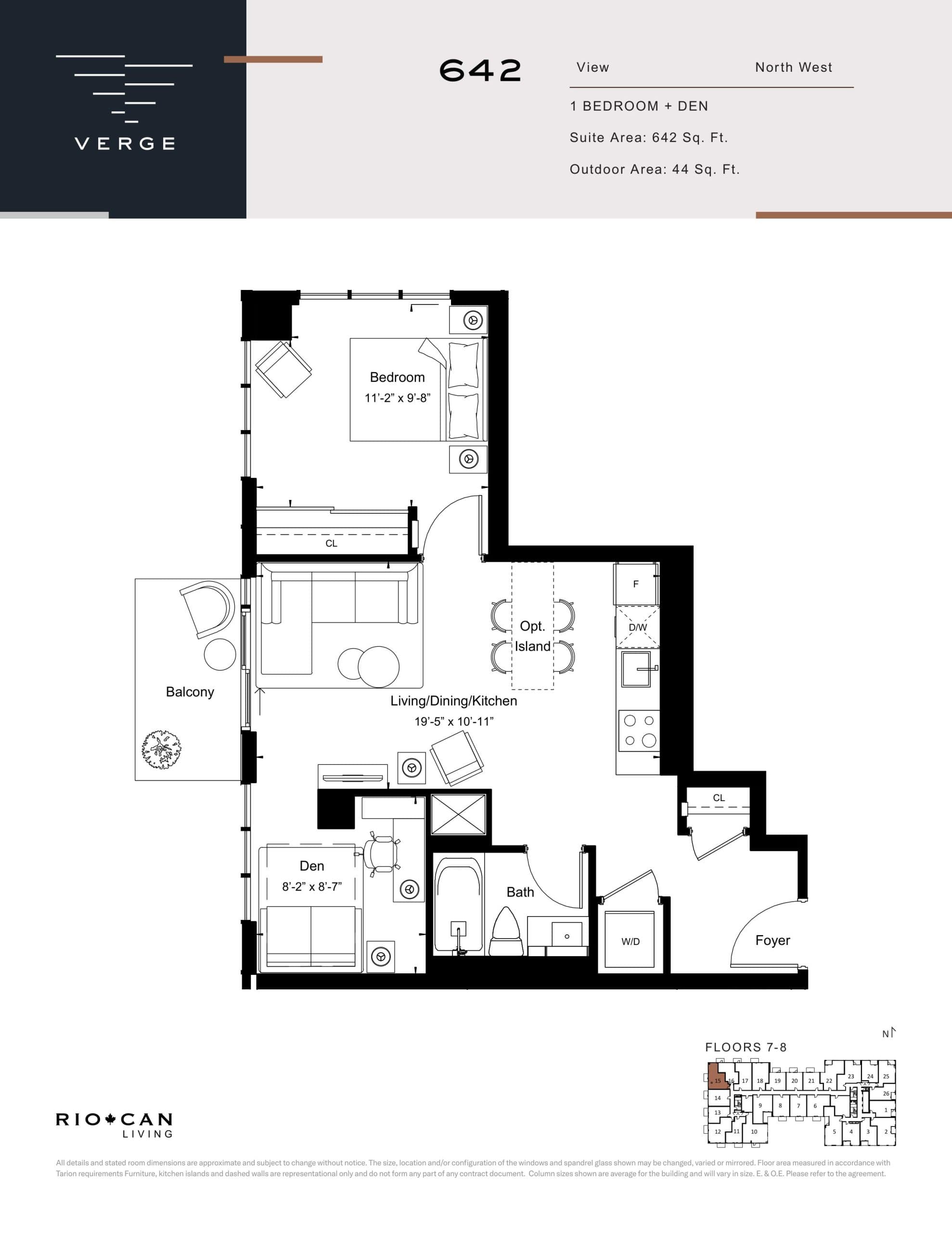 Suite 642 Floor Plan at Verge Condos - 642 sq.ft