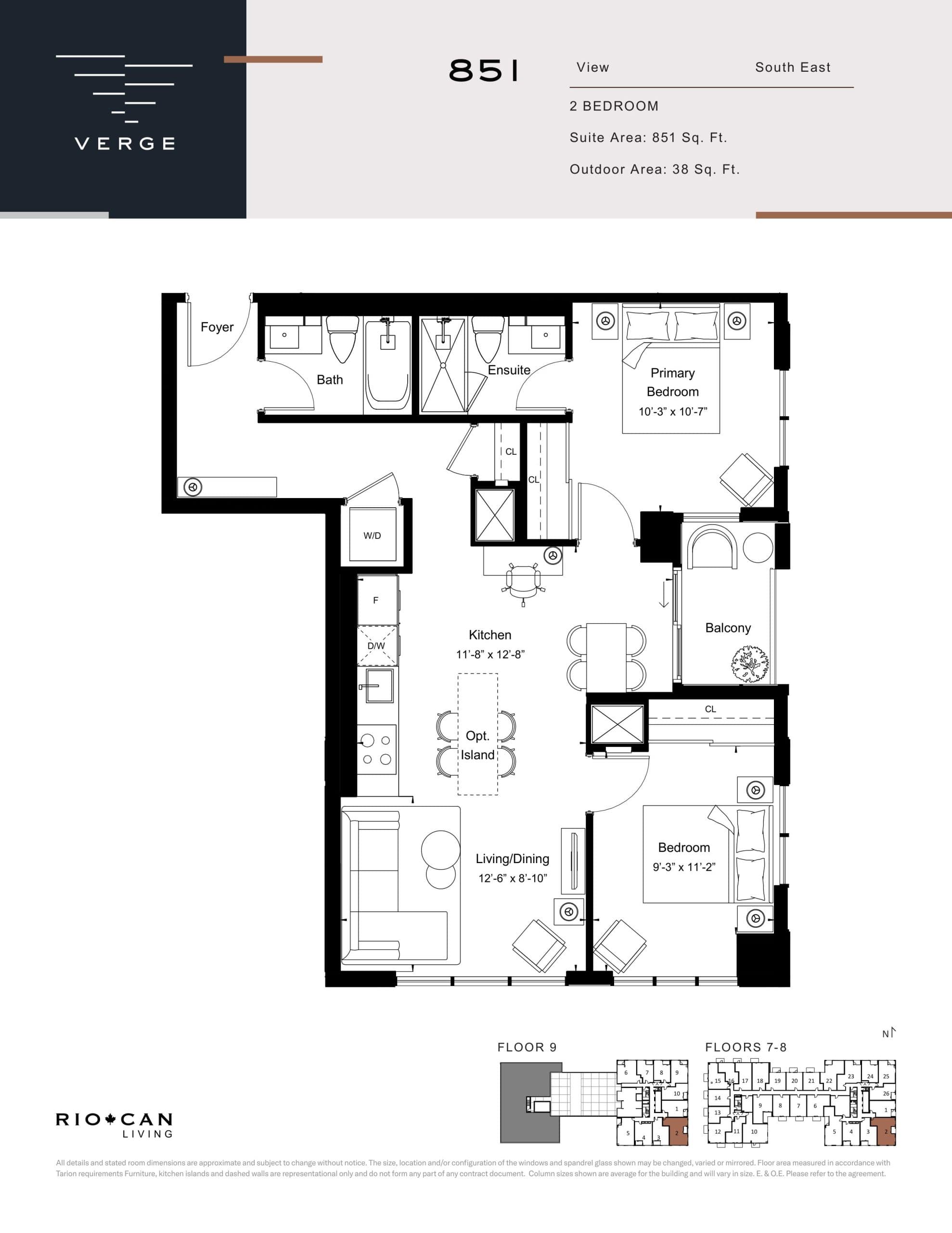 Suite 851 Floor Plan at Verge Condos - 851 sq.ft