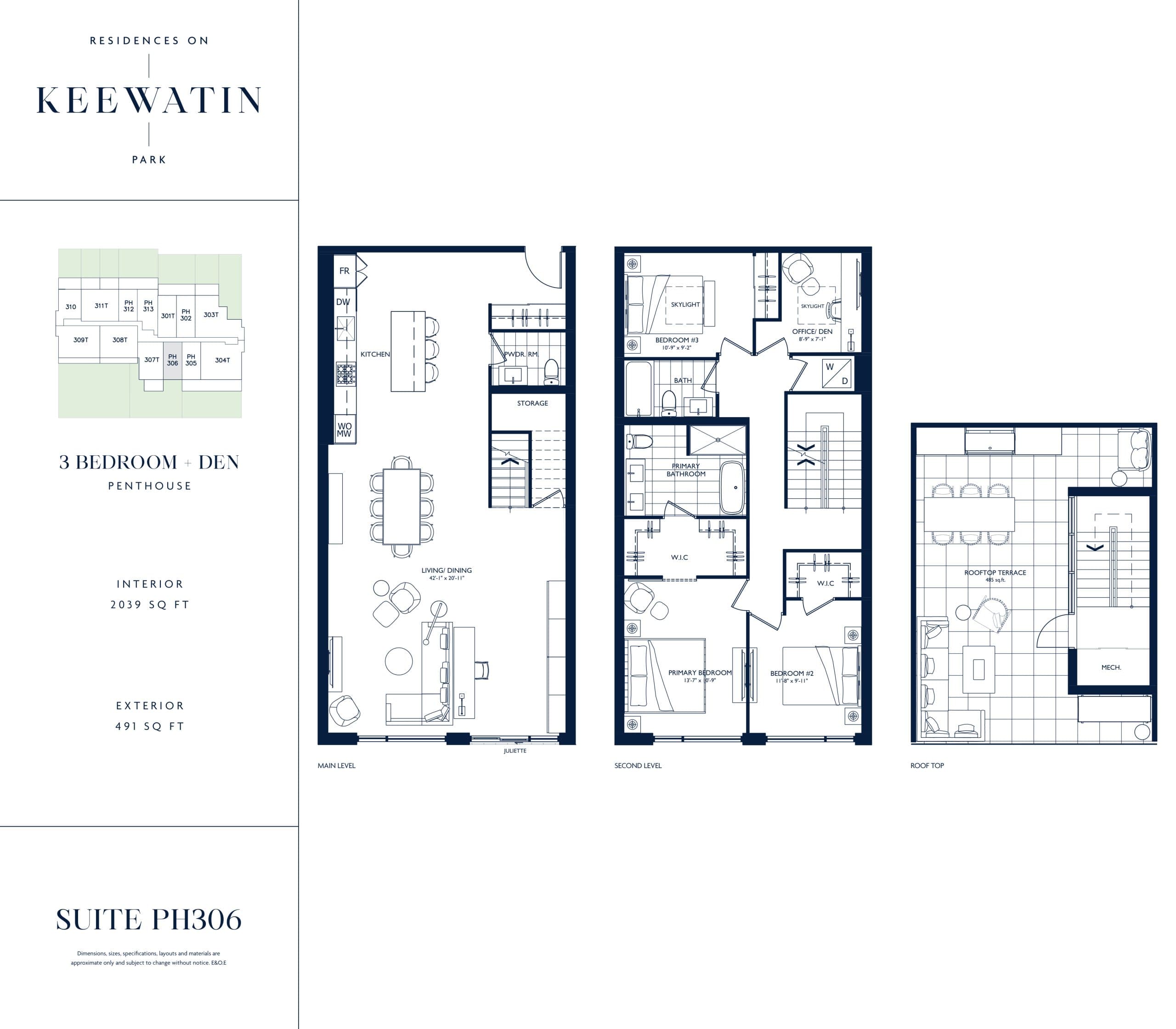 Suite PH306 Floor Plan at Residences on Keewatin Park - 2039 sq.ft