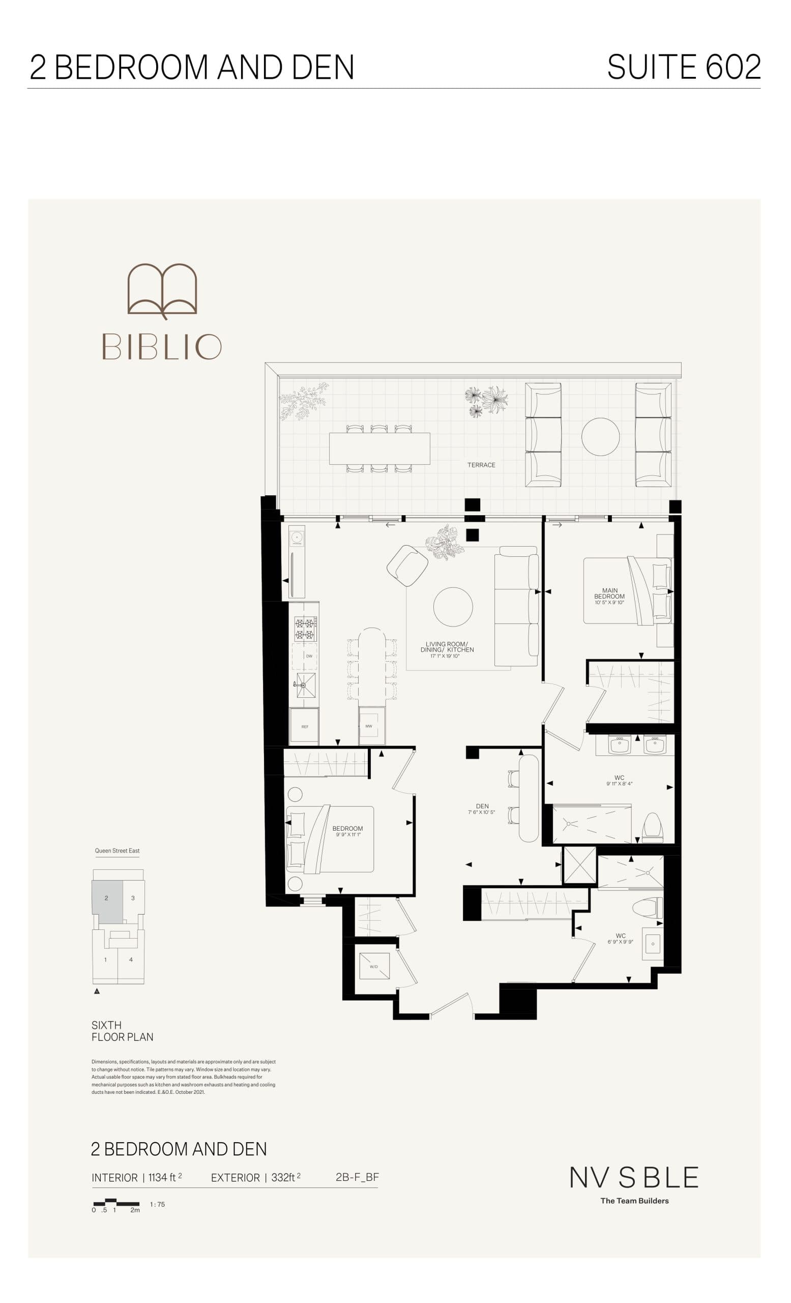 Suite 602 Floor Plan at Biblio Lofts Condos - 1134 sq.ft