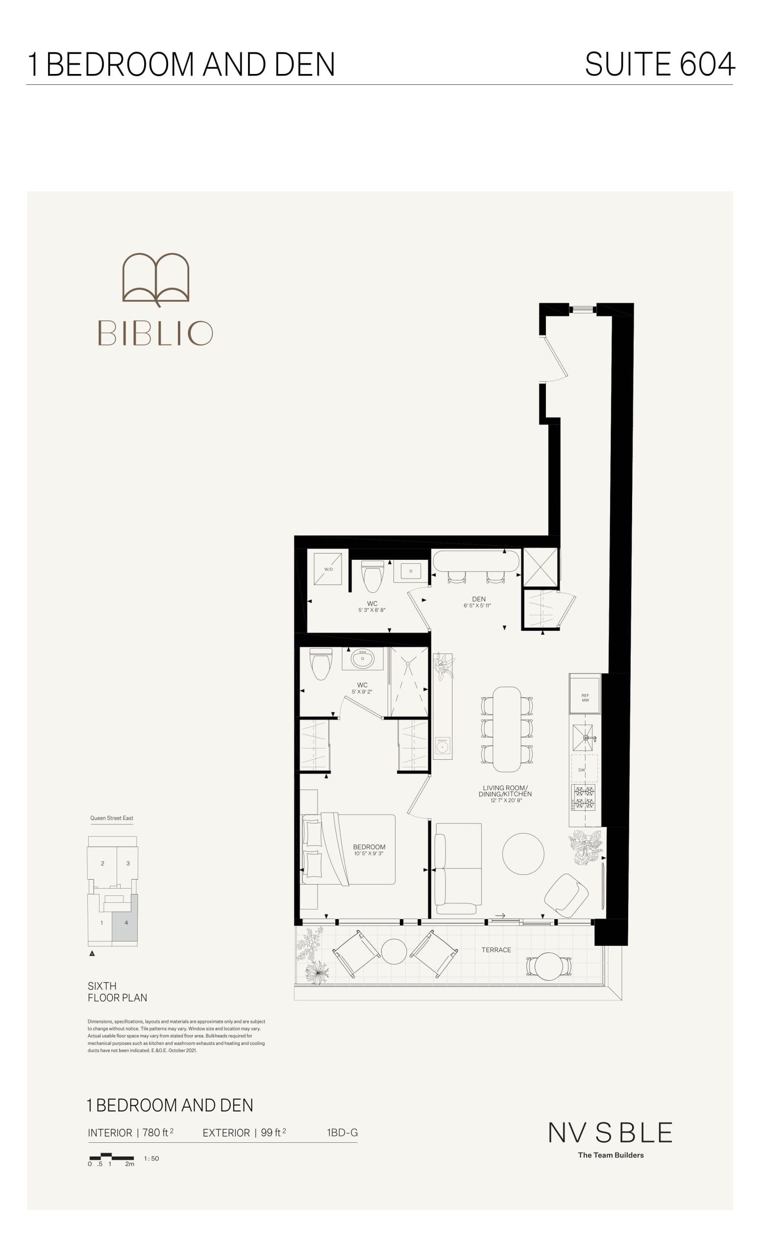 Suite 604 Floor Plan at Biblio Lofts Condos - 780 sq.ft
