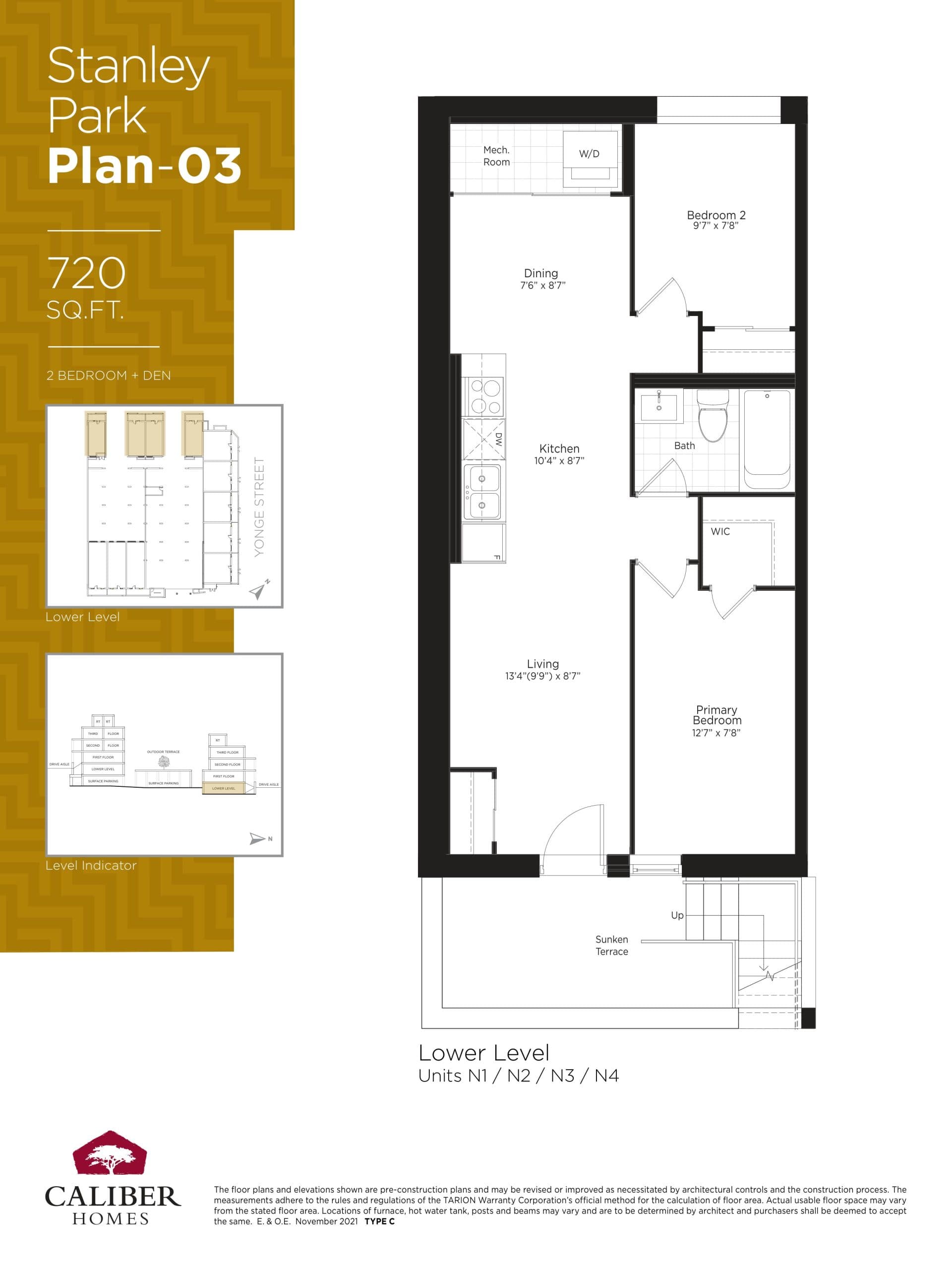 Stanley Park Plan 03 Floor Plan at High Park Urban Towns - 720 sq.ft