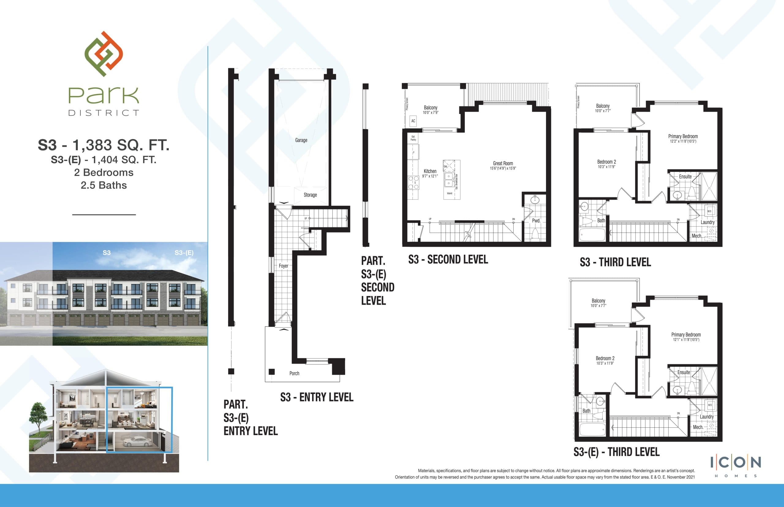 S3 - Trailhead Collection Floor Plan at Park District Towns - 1383 sq.ft