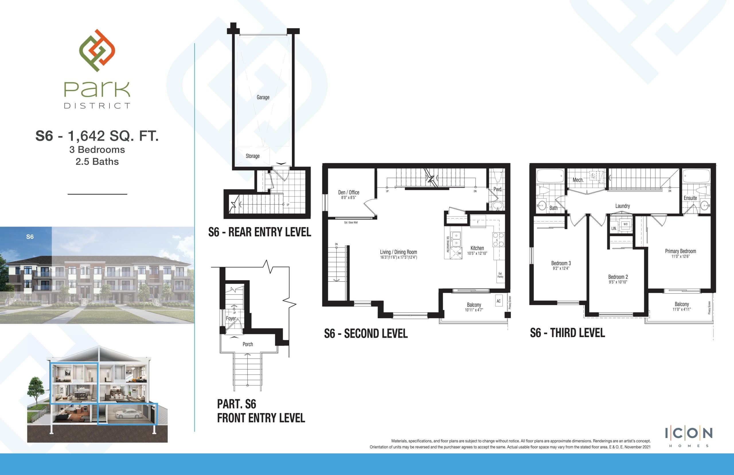 S6 - Trailhead Collection Floor Plan at Park District Towns - 1642 sq.ft