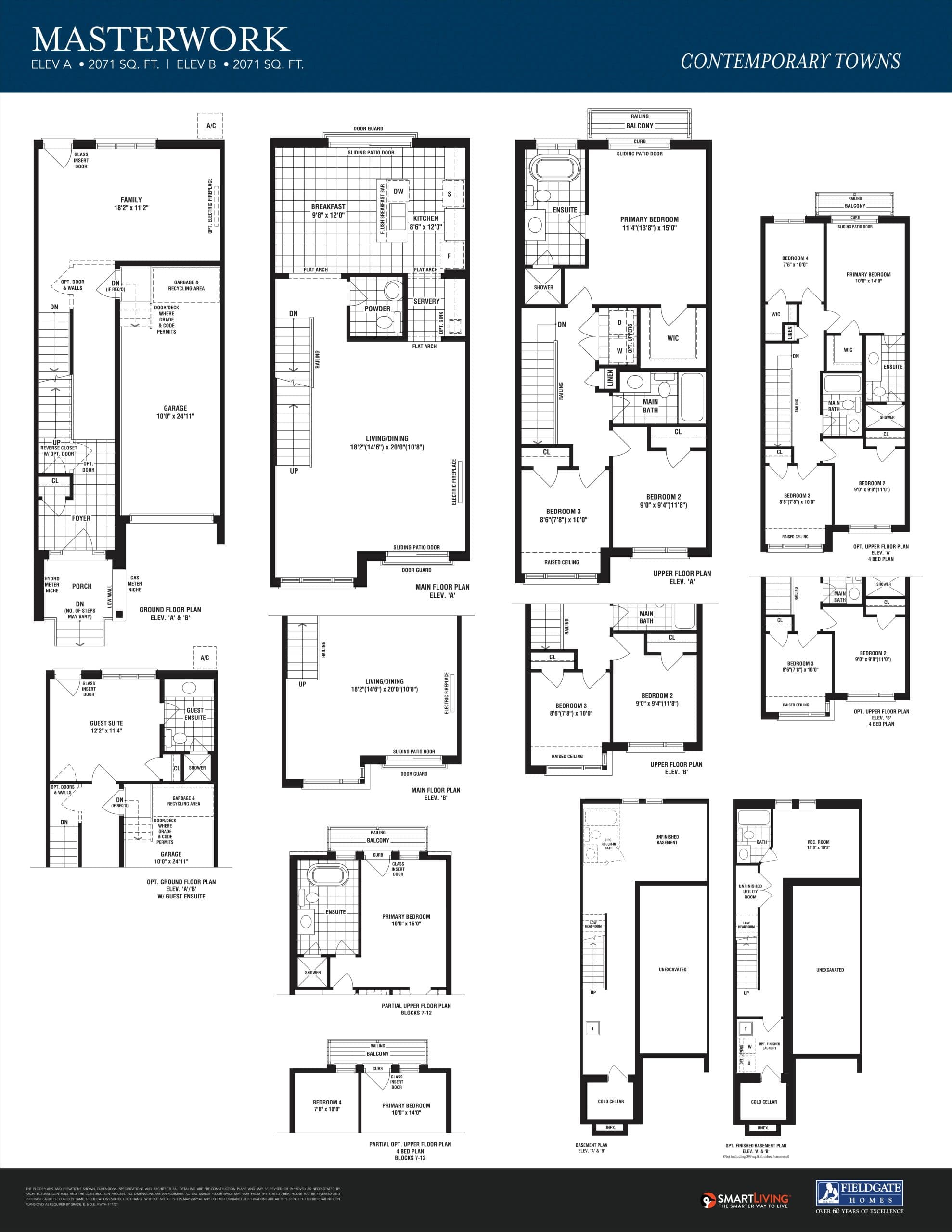 Masterwork Floor Plan at The Collection Towns - 2071 sq.ft