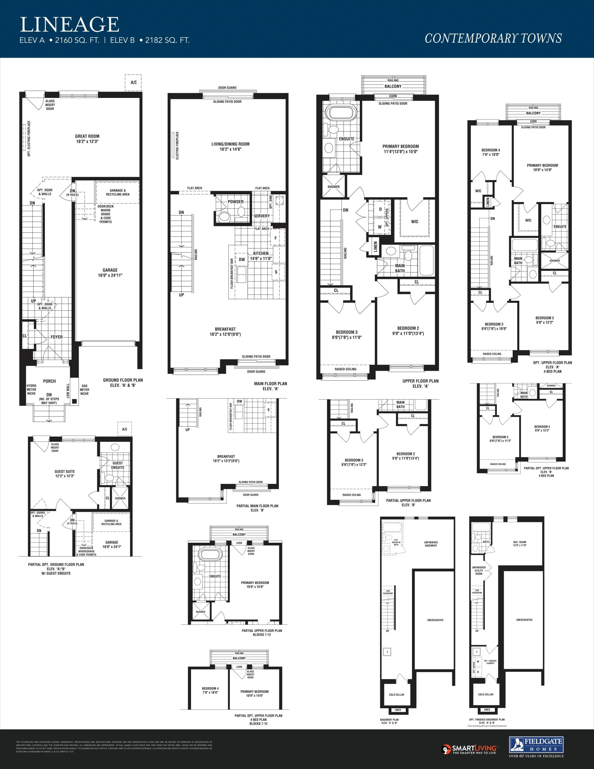 Lineage Floor Plan at The Collection Towns - 2182 sq.ft