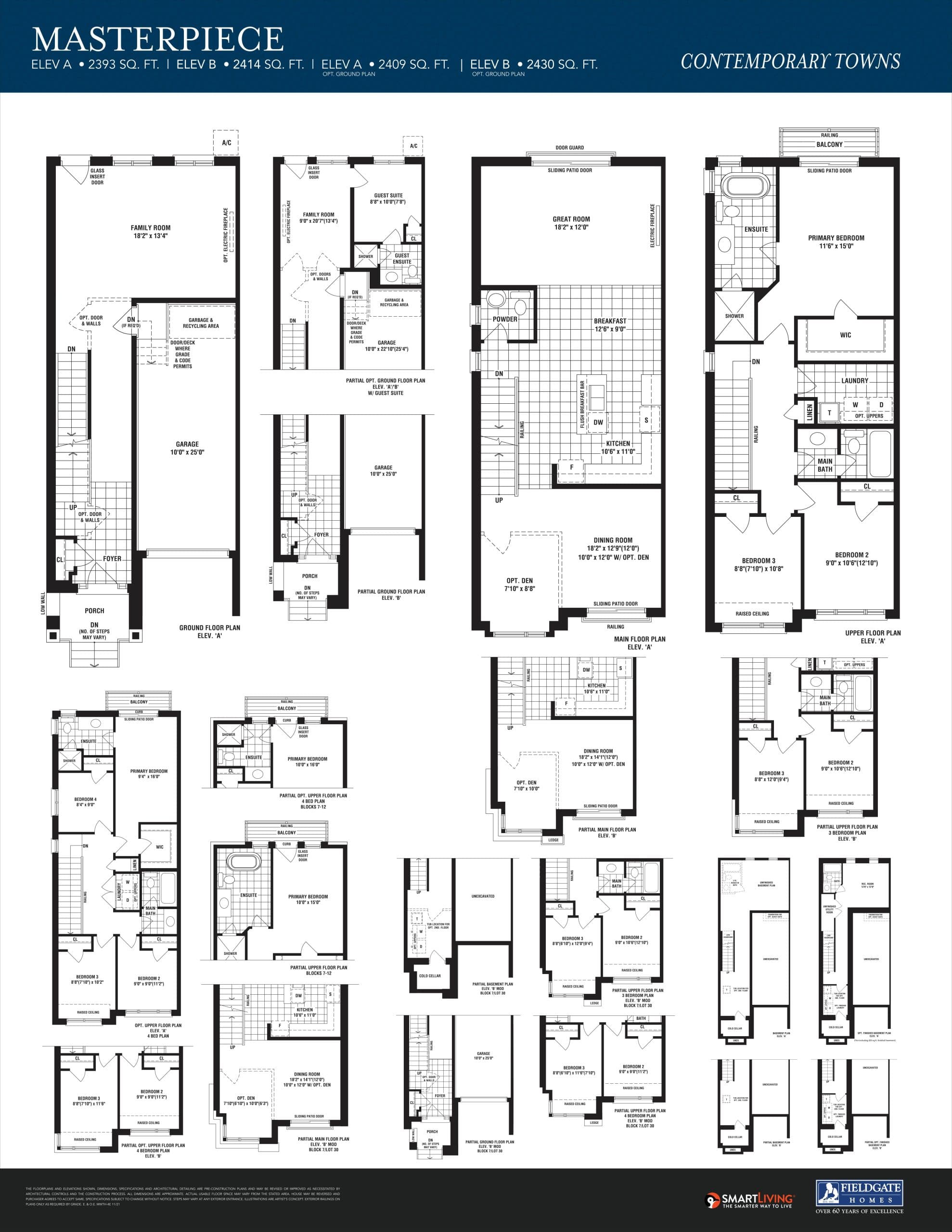 Masterpiece Floor Plan at The Collection Towns - 2430 sq.ft