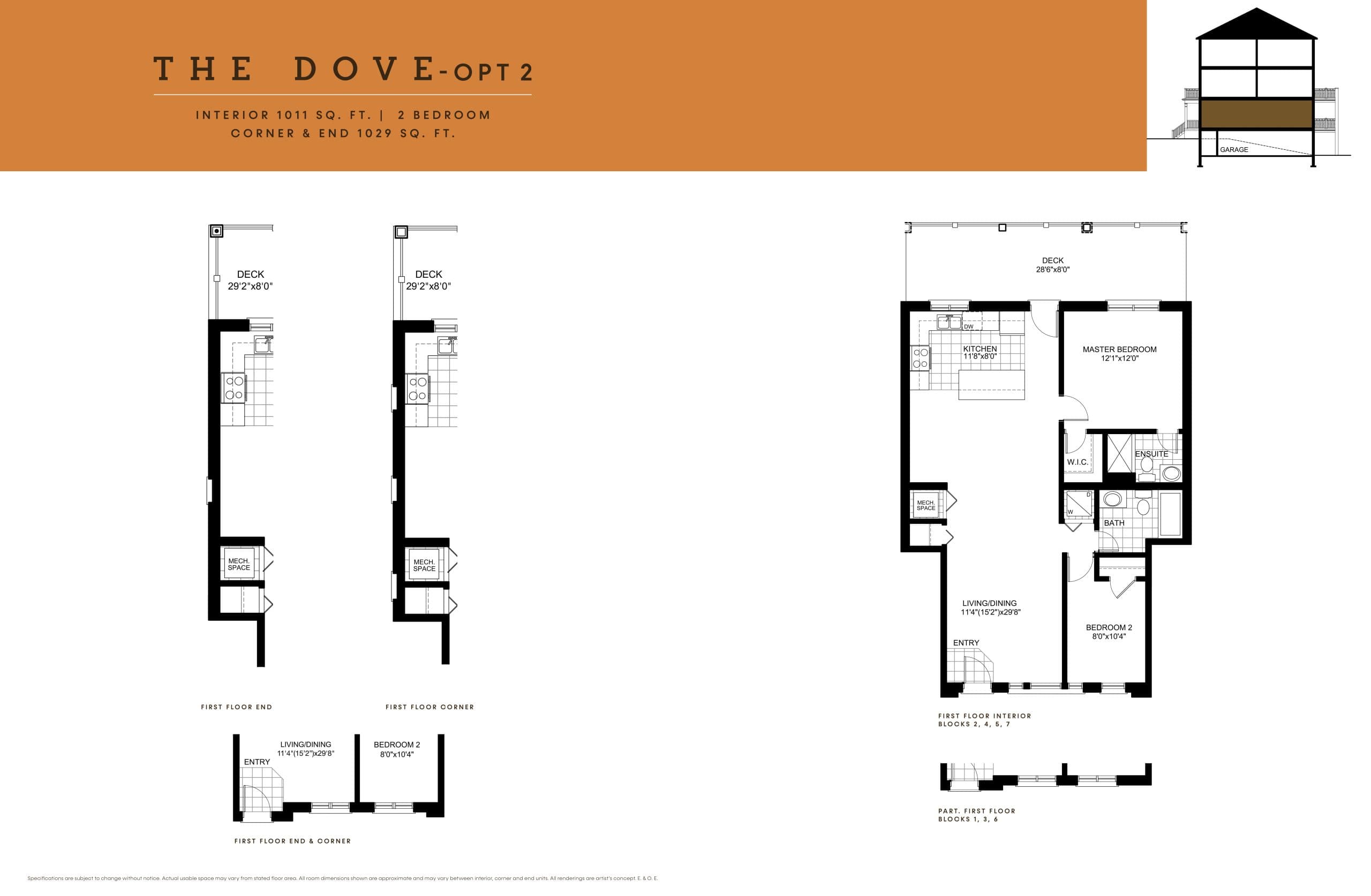 The Dover - Opt 1 Floor Plan at Bridle Trail Urban Towns - 1011 sq.ft