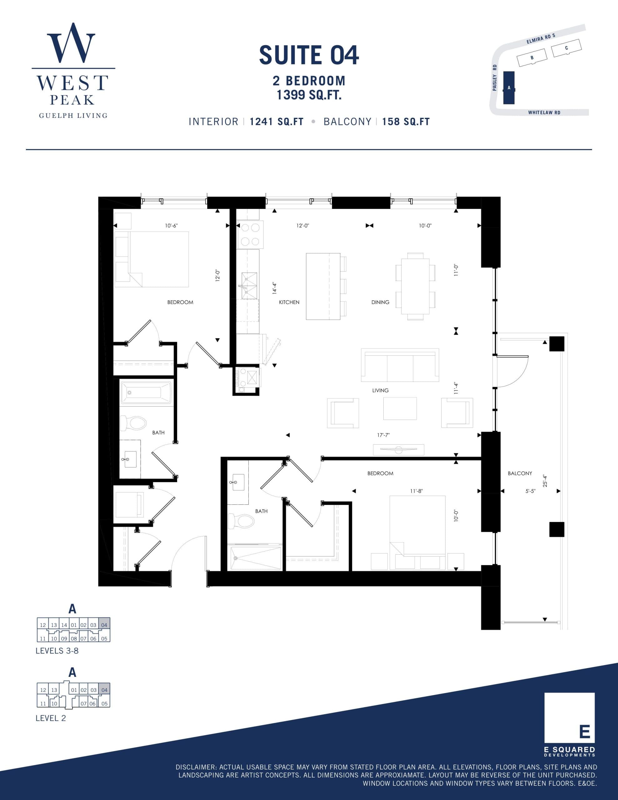 Suite 04 - Building A Floor Plan at West Peak Condos - 1241 sq.ft