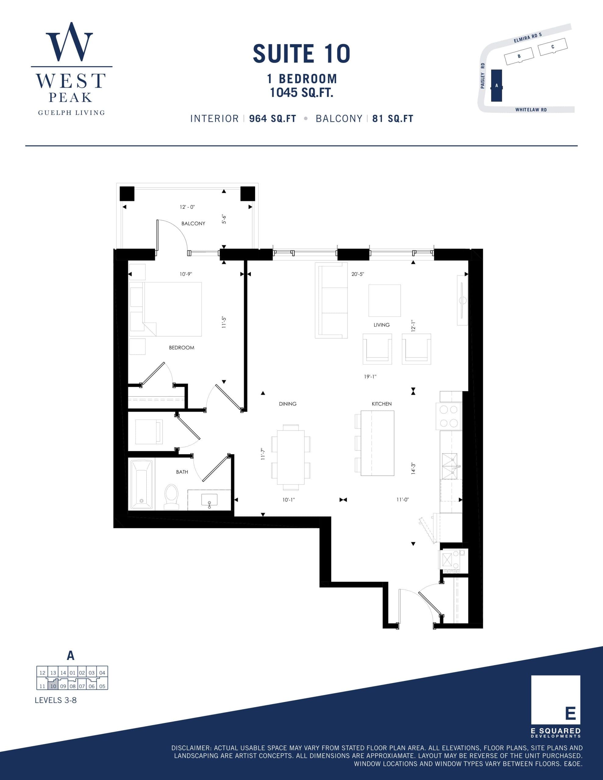 Suite 10 - Building A Floor Plan at West Peak Condos - 964 sq.ft