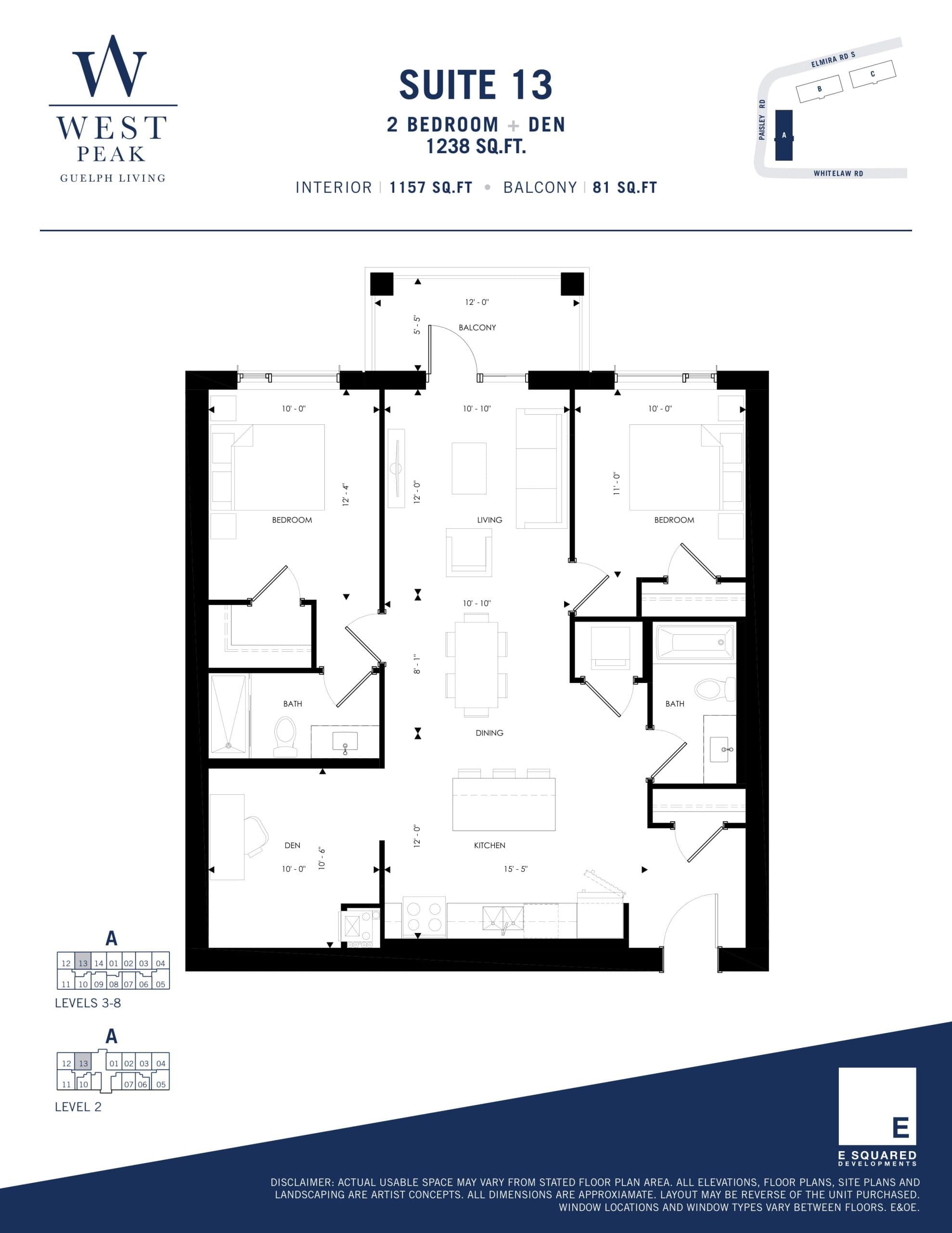 Suite 13 - Building A Floor Plan at West Peak Condos - 1157 sq.ft