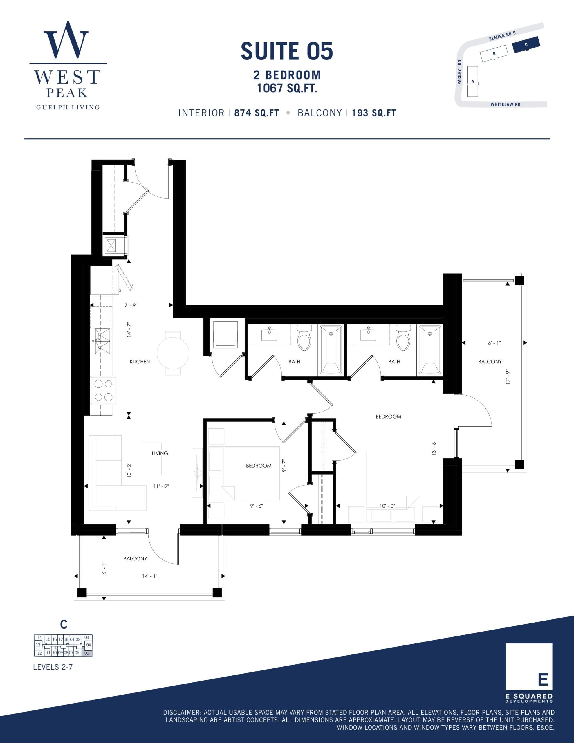 Suite 05 - Building C Floor Plan at West Peak Condos - 874 sq.ft