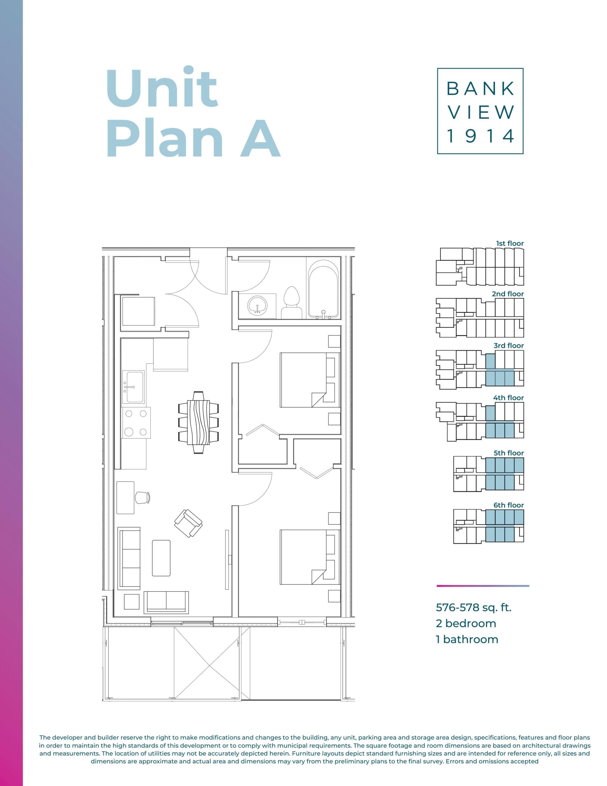 Plan A Floor Plan at Bankview 1914 Condos - 576 sq.ft