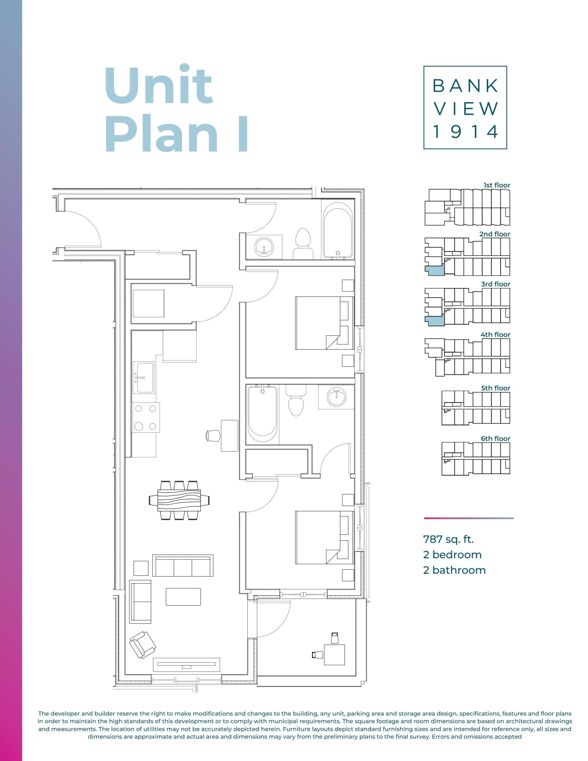Plan I Floor Plan at Bankview 1914 Condos - 787 sq.ft
