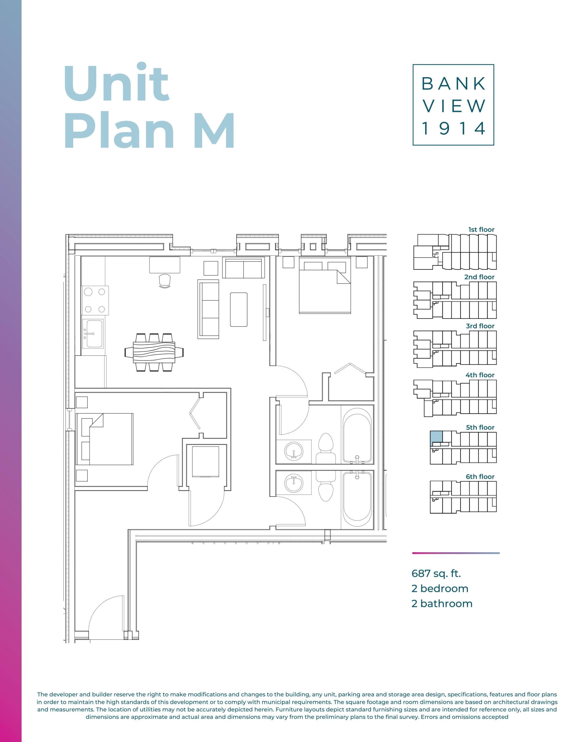 Plan M Floor Plan at Bankview 1914 Condos - 687 sq.ft