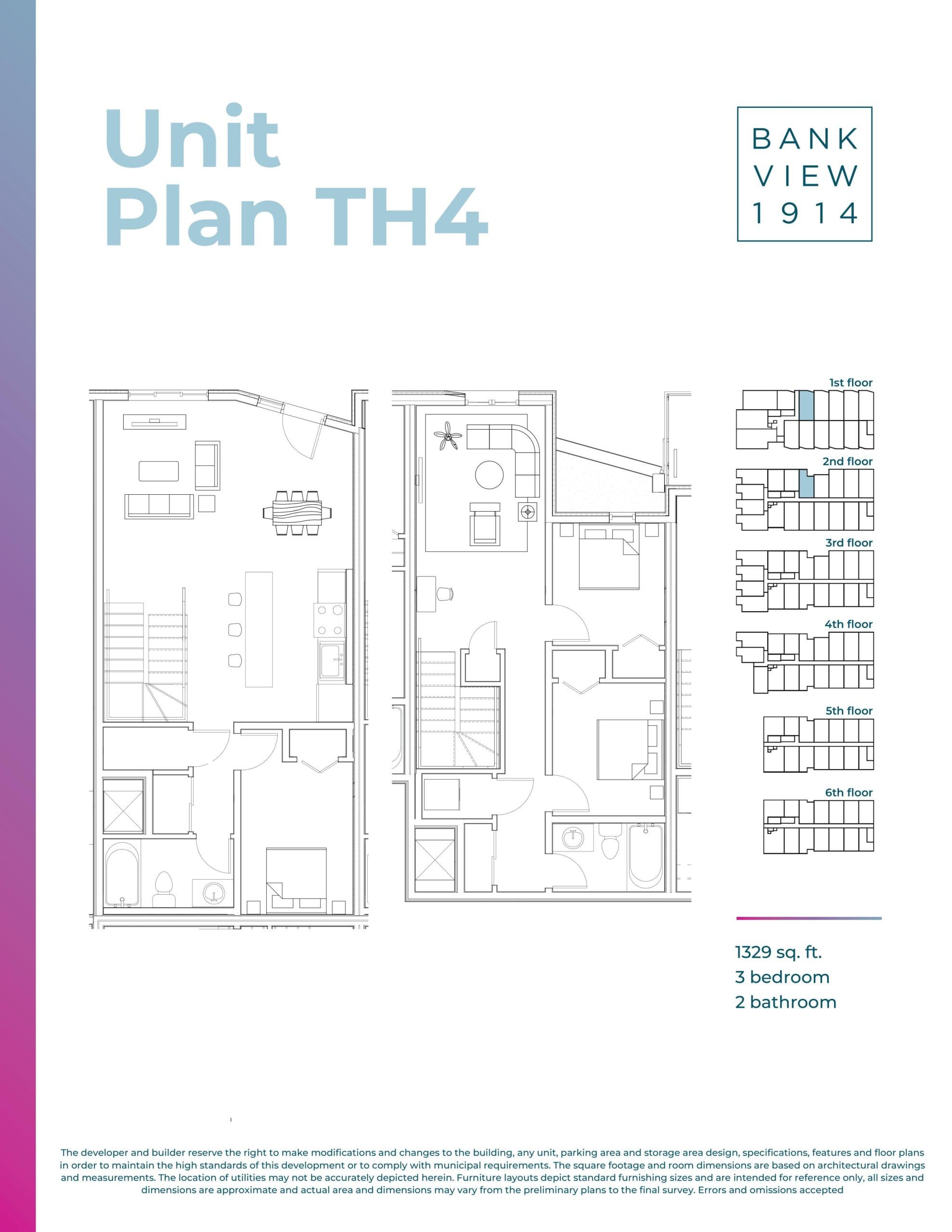 Plan TH4 Floor Plan at Bankview 1914 Condos - 1329 sq.ft