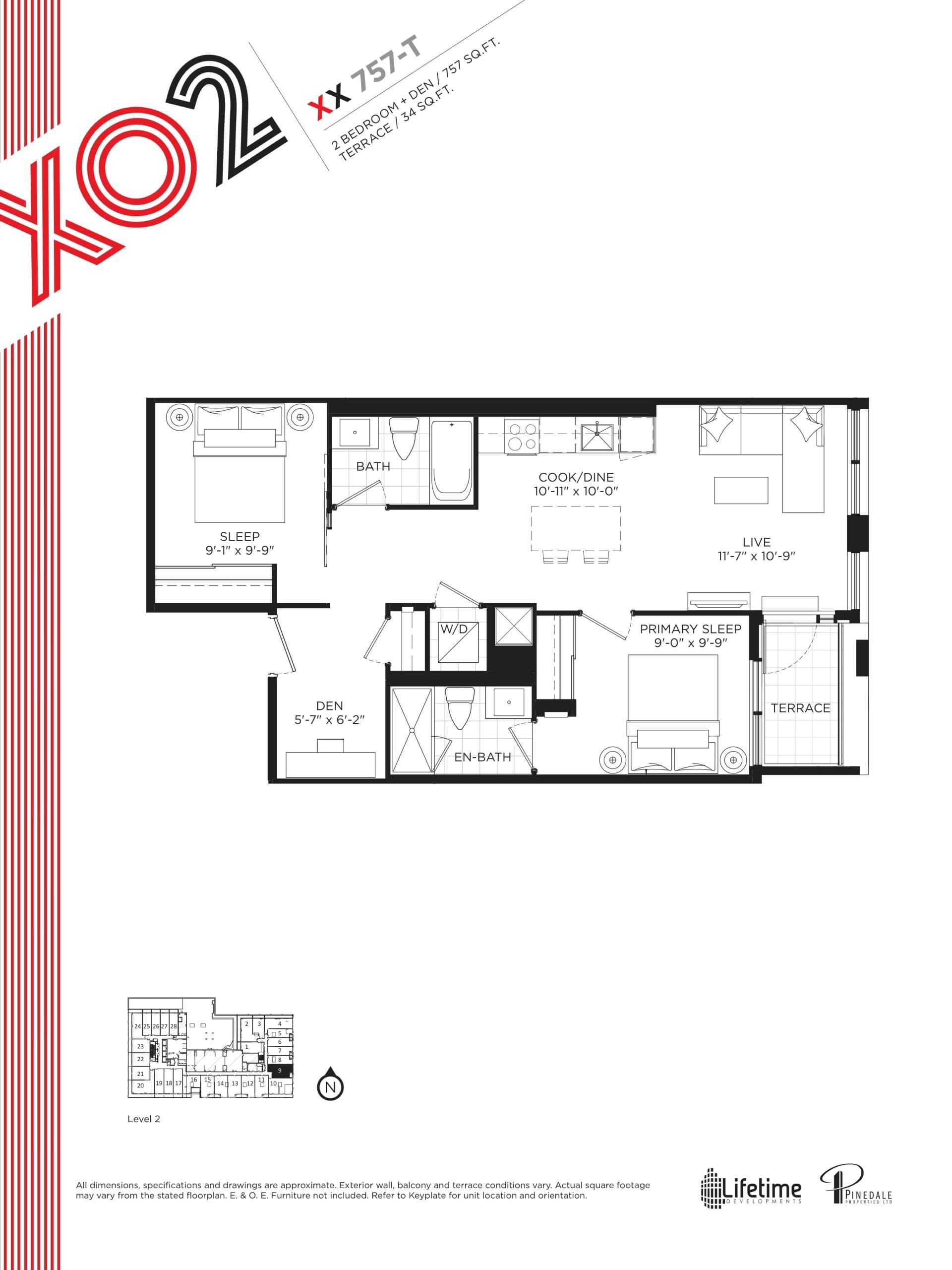XX 757-T Floor Plan at XO2 Condos - 757 sq.ft