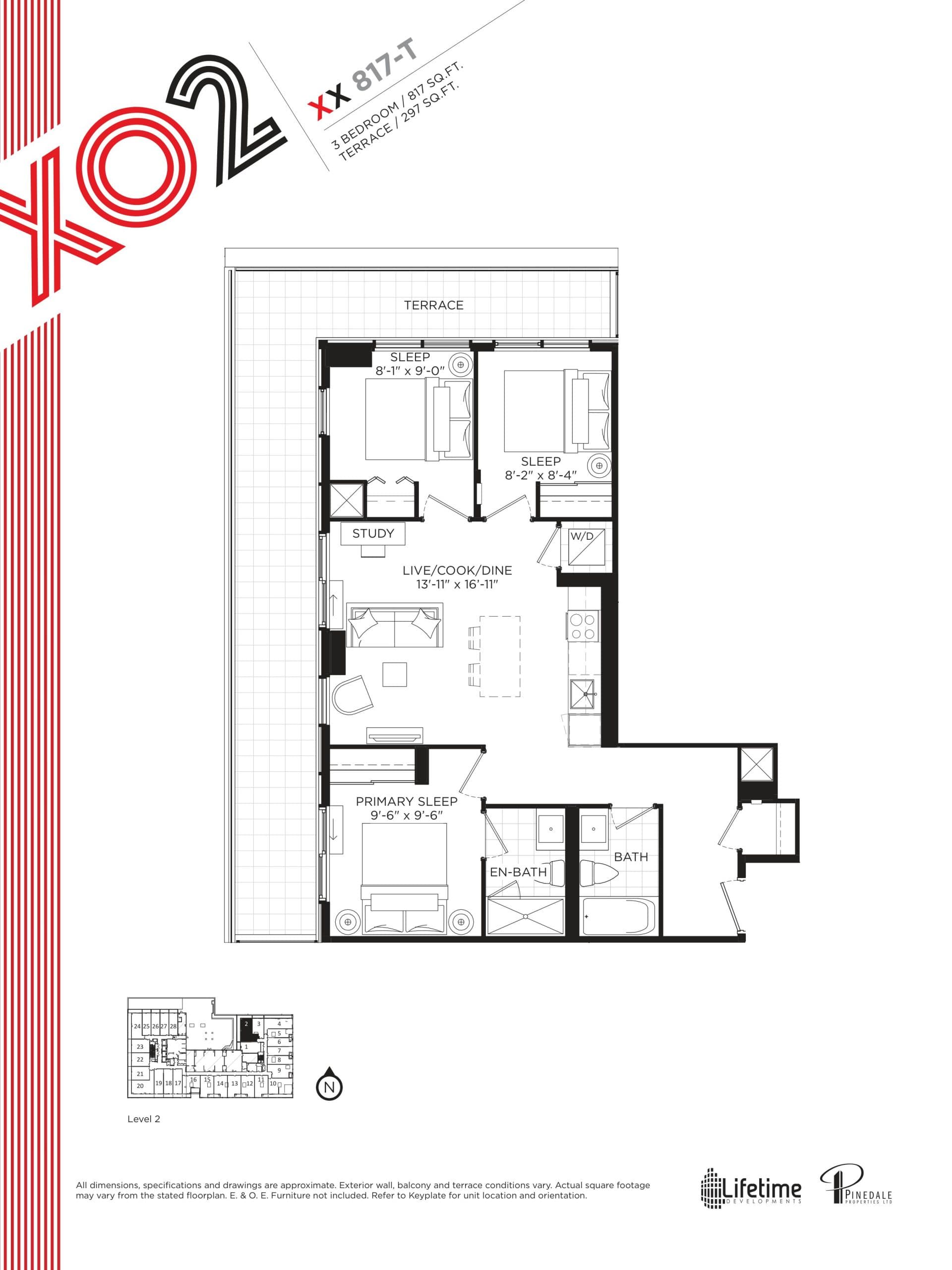 XX 817-T Floor Plan at XO2 Condos - 817 sq.ft