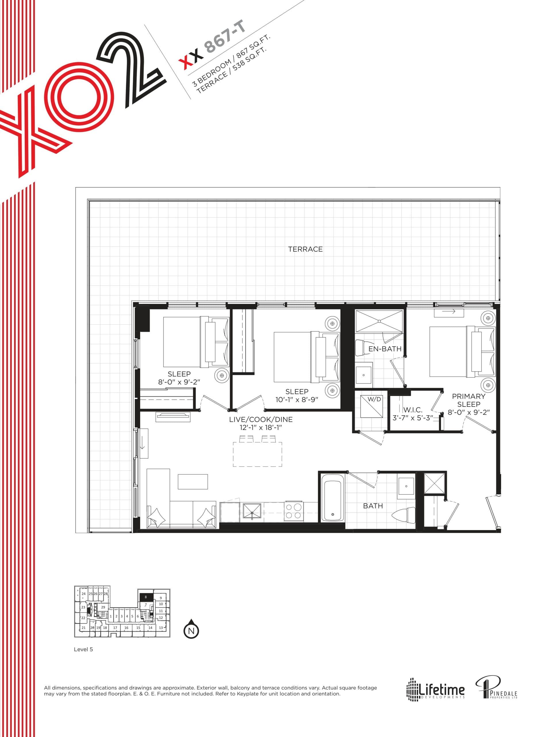 XX 867-T Floor Plan at XO2 Condos - 867 sq.ft