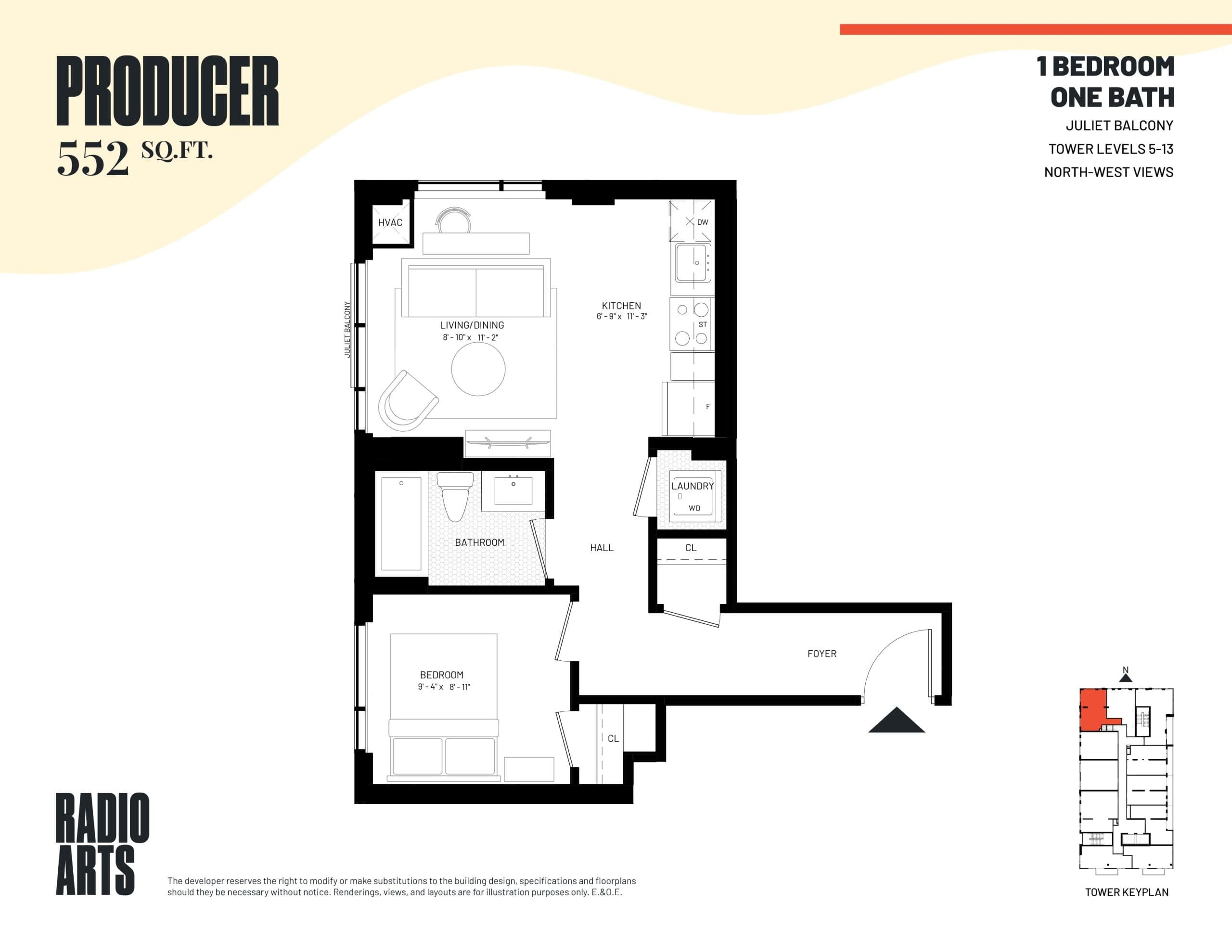 Producer Floor Plan at Radio Arts Condos - 552 sq.ft