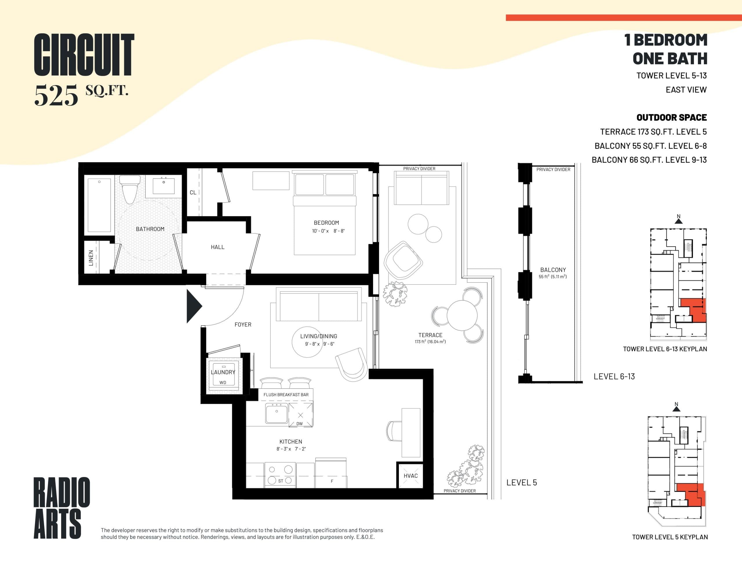 Circuit Floor Plan at Radio Arts Condos - 525 sq.ft