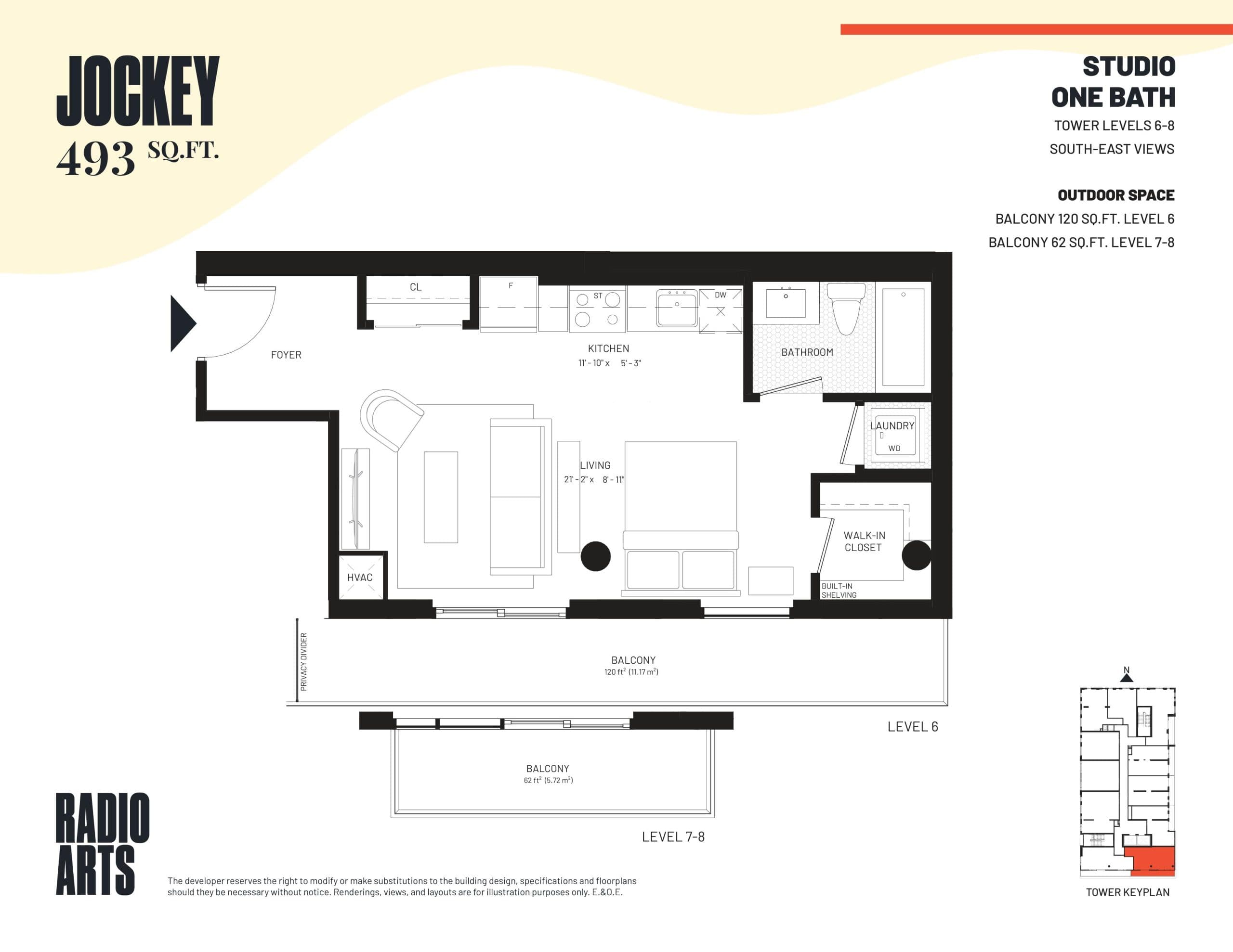 Jockey Floor Plan at Radio Arts Condos - 493 sq.ft