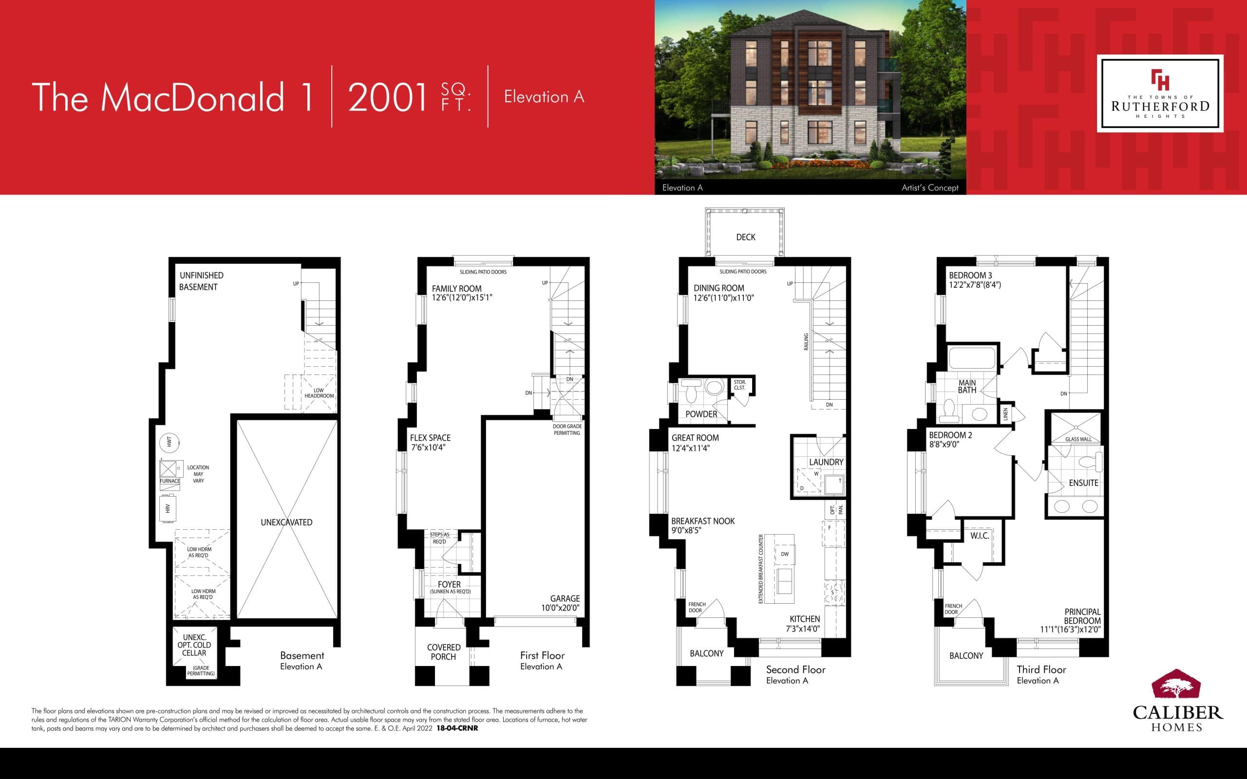 The MacDonald 1 - Elev. A Floor Plan at The Towns of Rutherford Heights - 2001 sq.ft