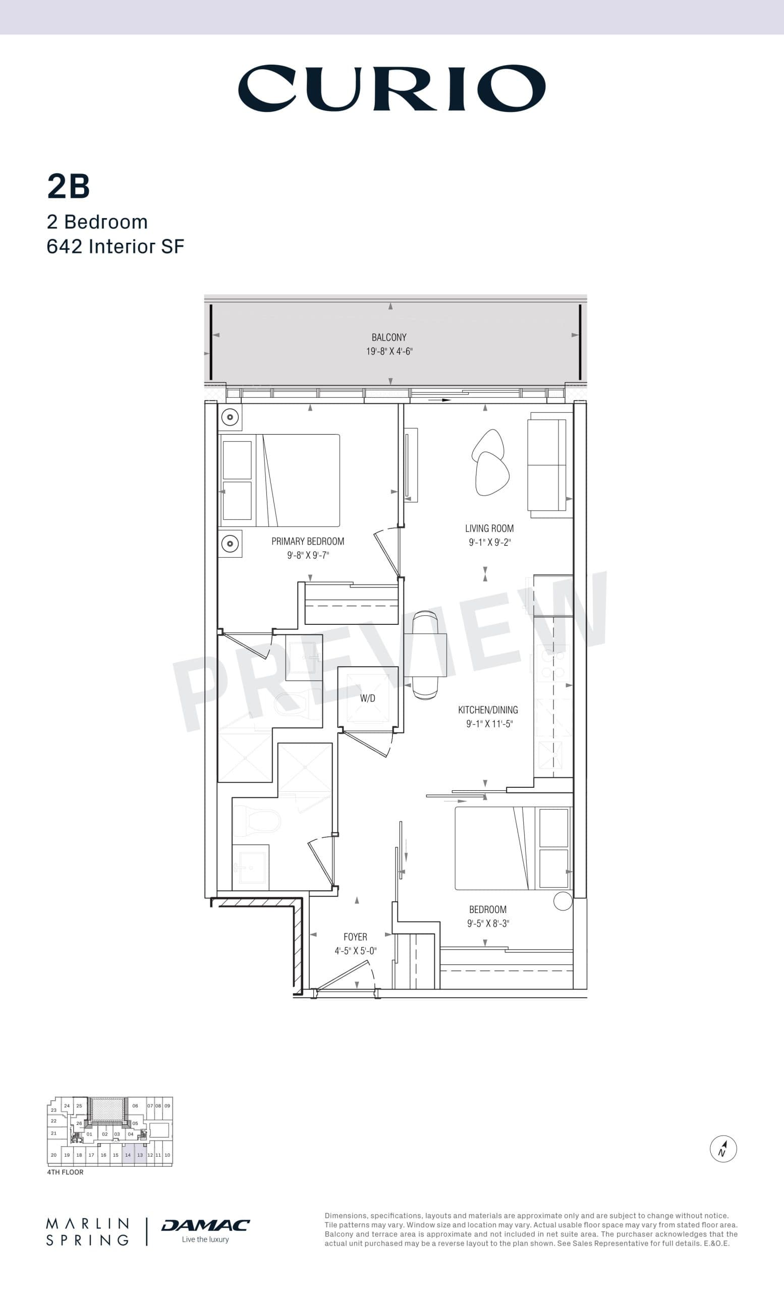 2B Floor Plan at Curio Condos - 642 sq.ft
