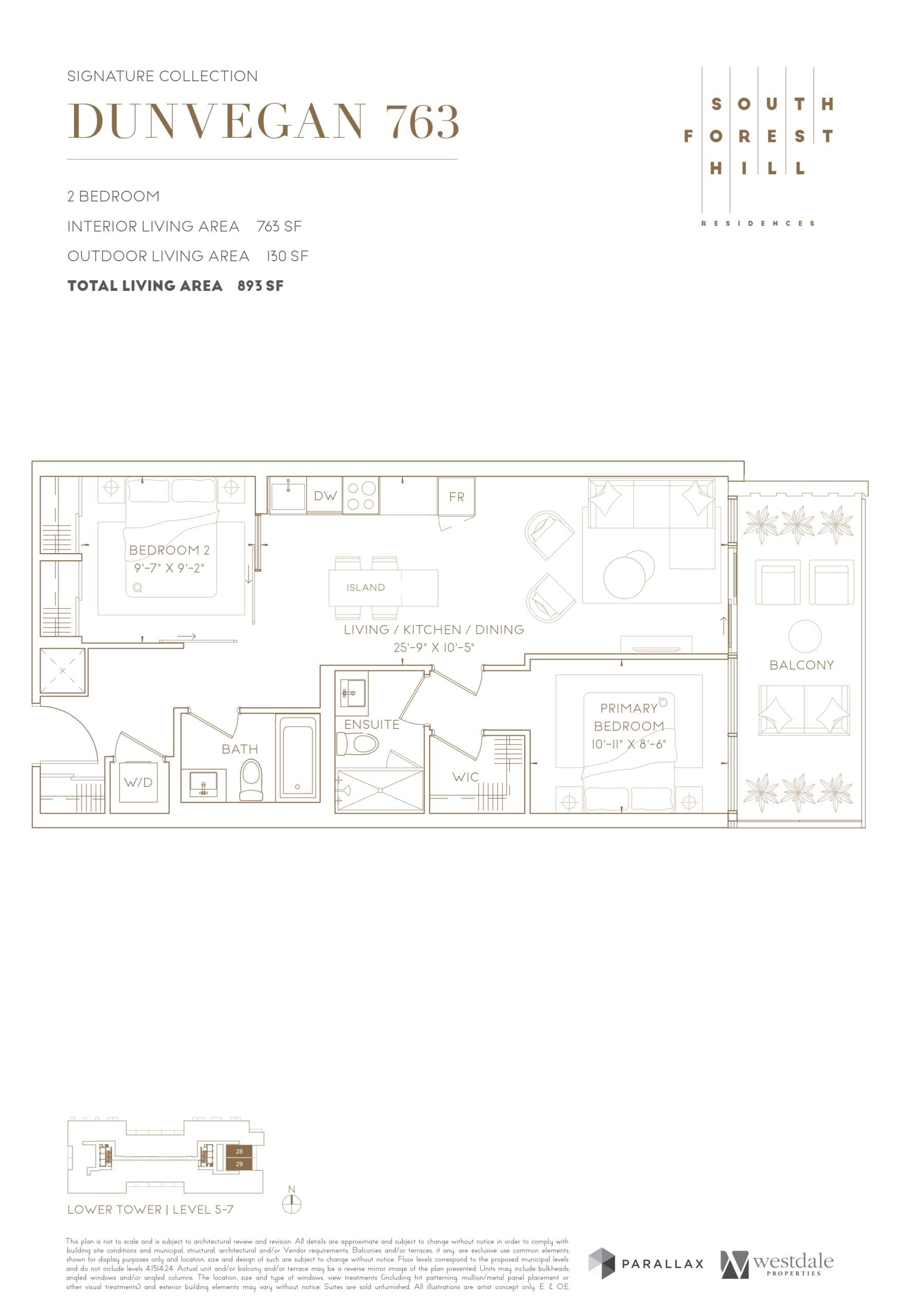 Dunvegan 763 Floor Plan at South Forest Hill Residences - 763 sq.ft