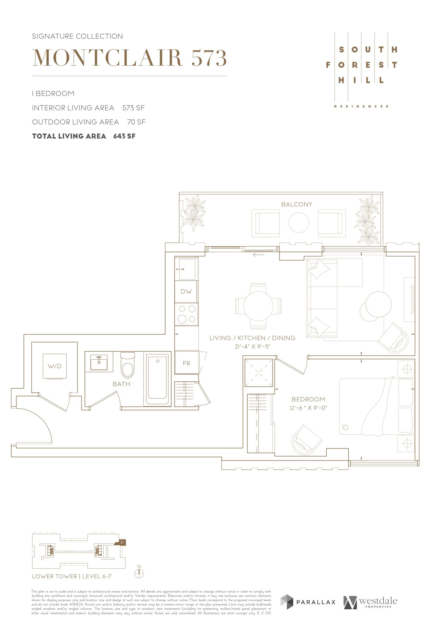 Montclair 573 Floor Plan at South Forest Hill Residences - 573 sq.ft
