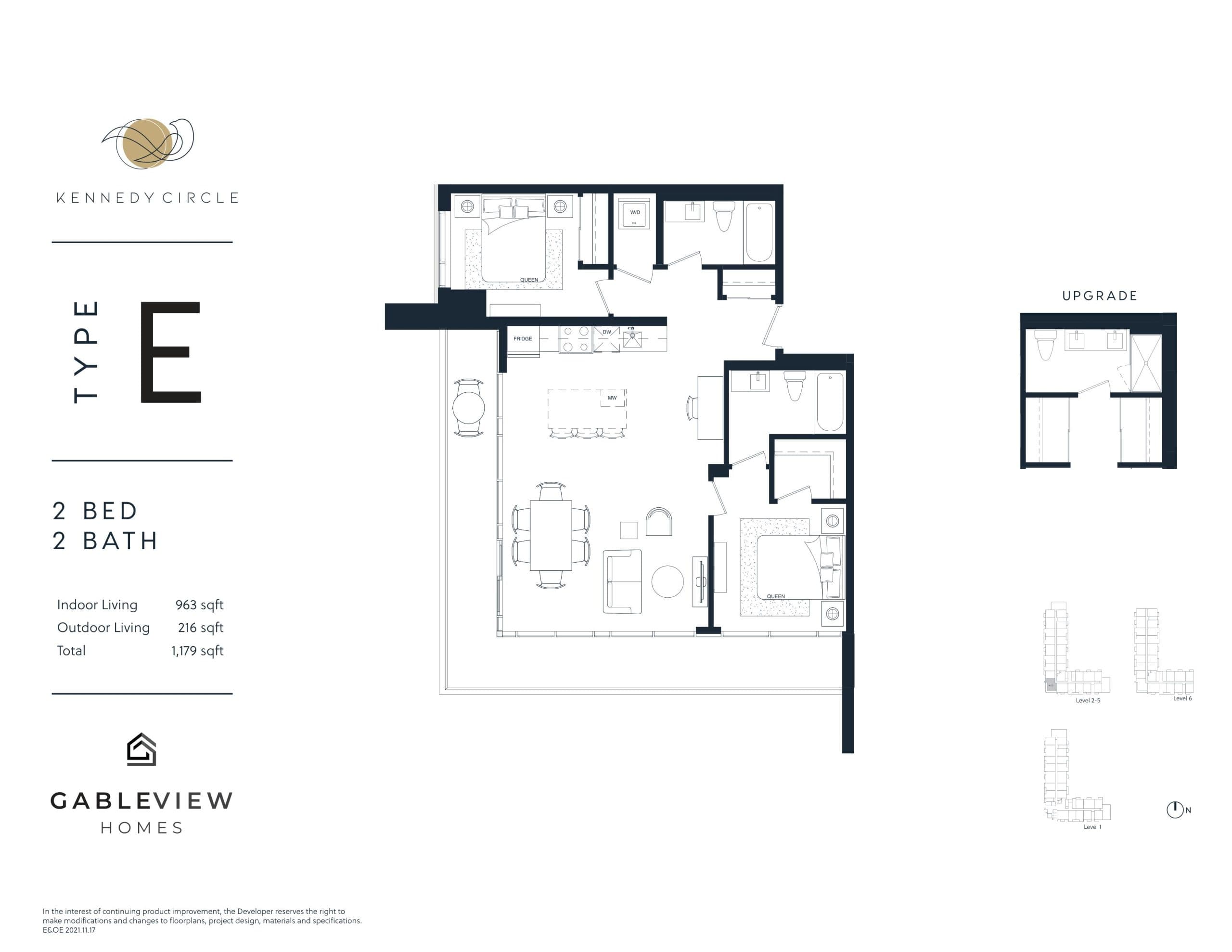 Type E Floor Plan at Kennedy Circle Condos - 963 sq.ft