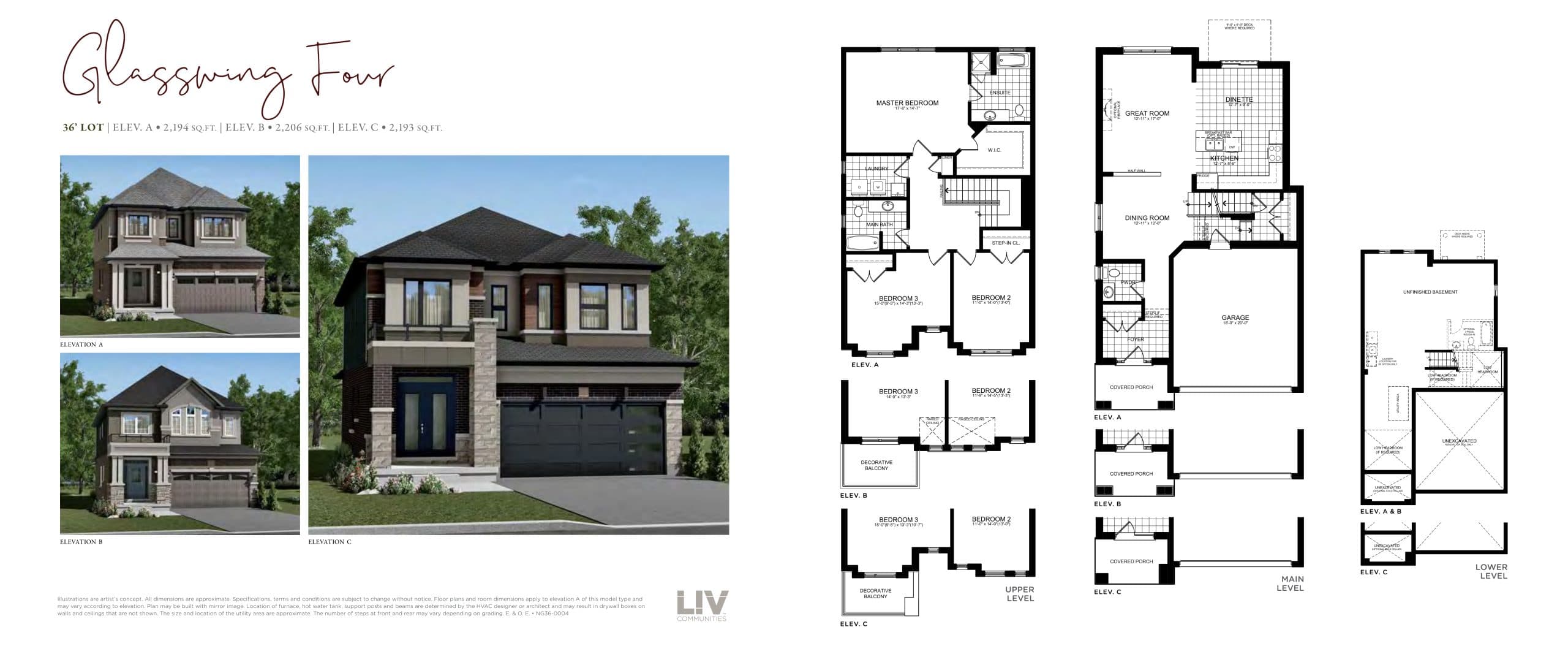Glasswing Four Elev A Floor Plan at Nature’s Grand Towns - 2194 sq.ft