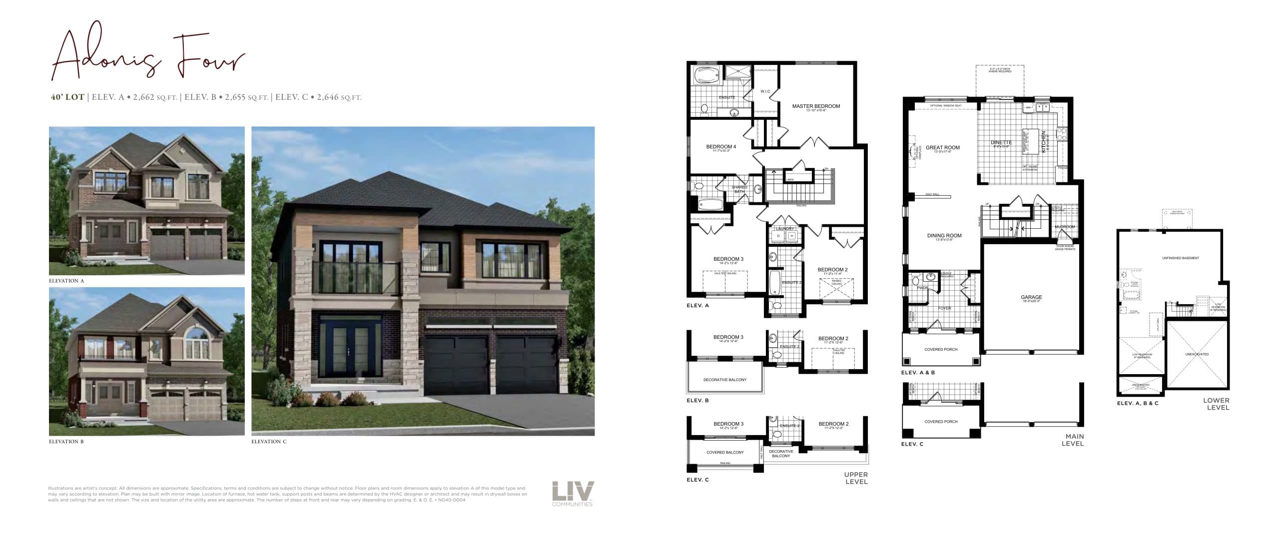 Adonis Four Floor Plan at Nature’s Grand Towns - 2662 sq.ft