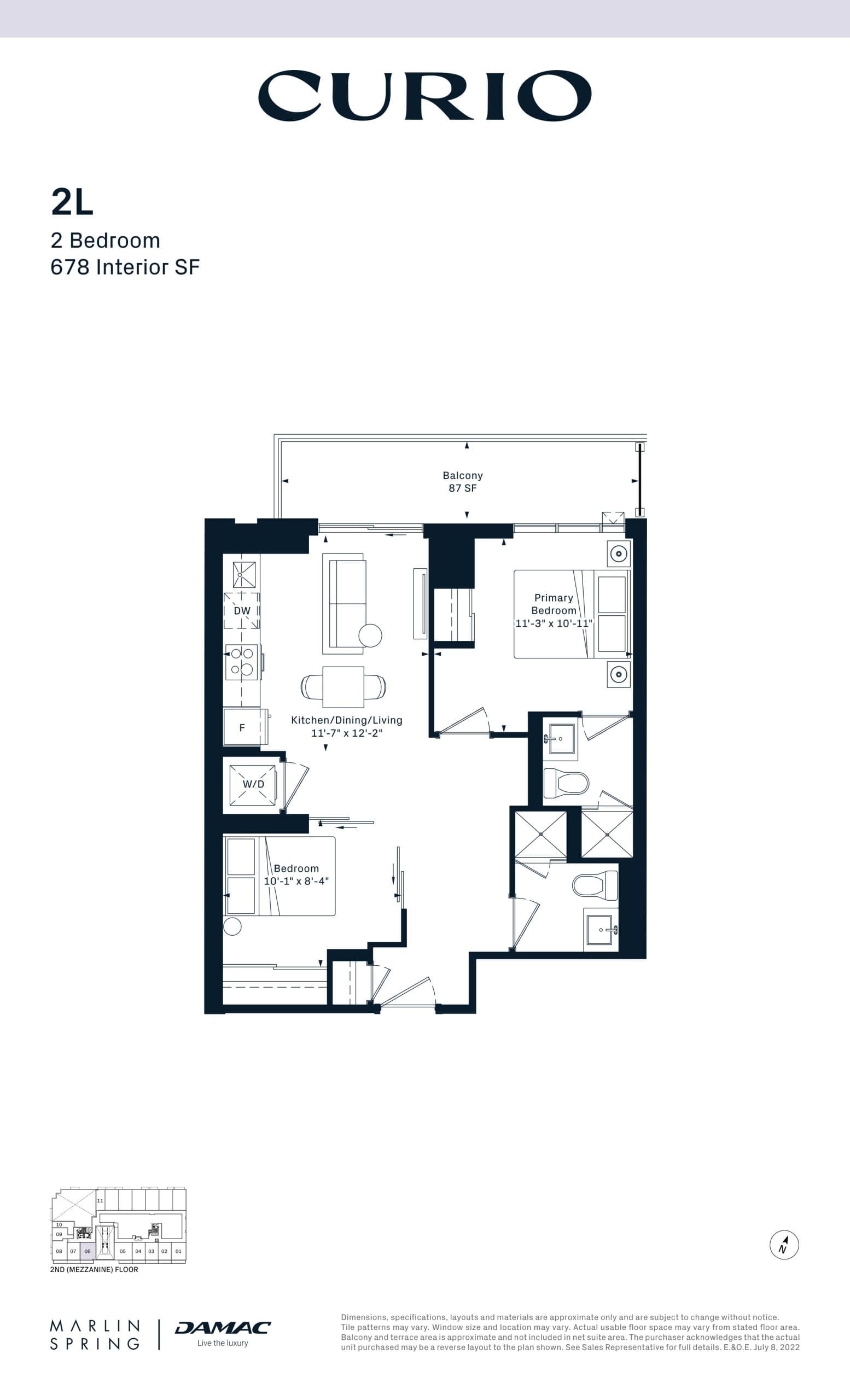 2L Floor Plan at Curio Condos - 678 sq.ft