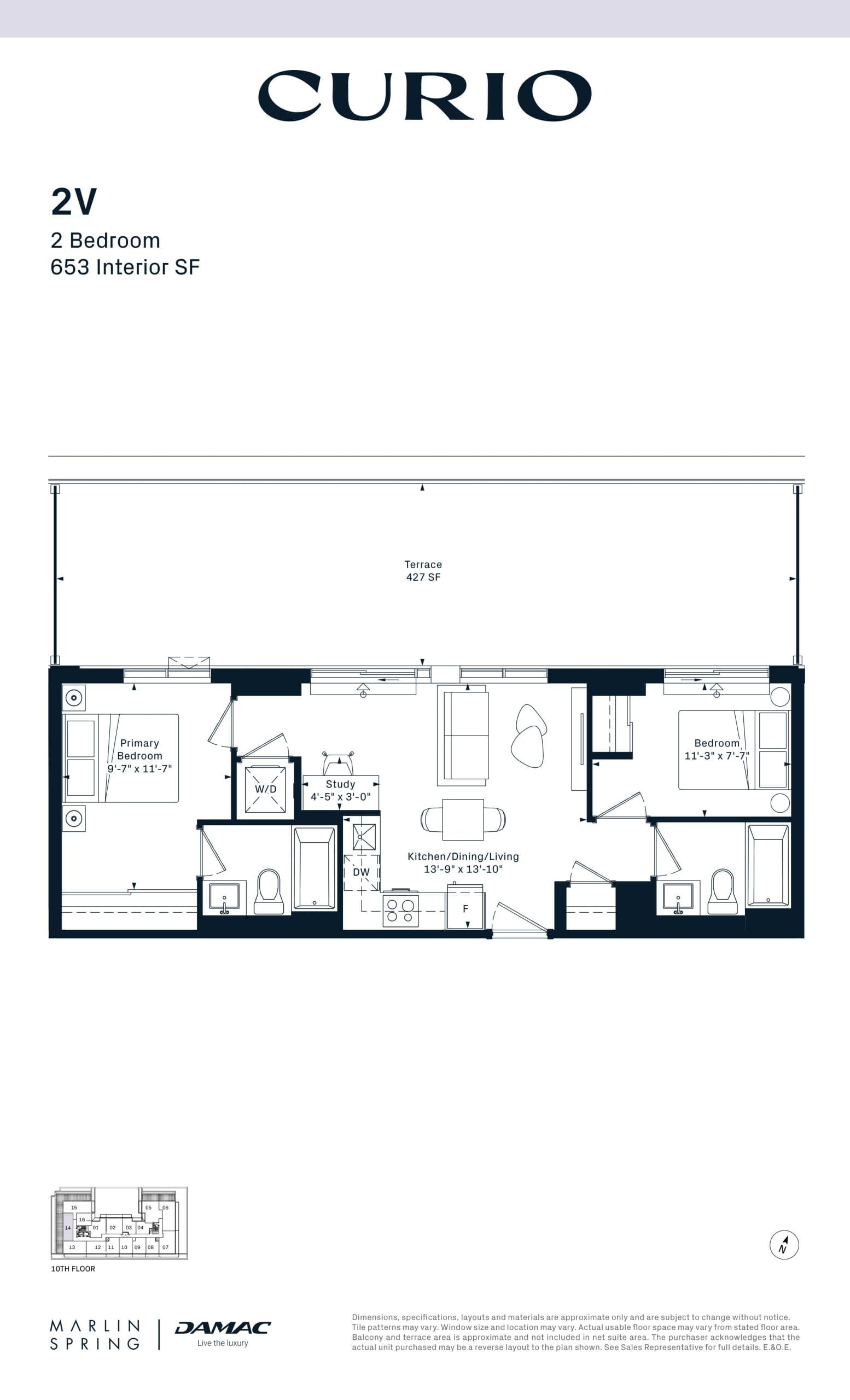 2V Floor Plan at Curio Condos - 653 sq.ft