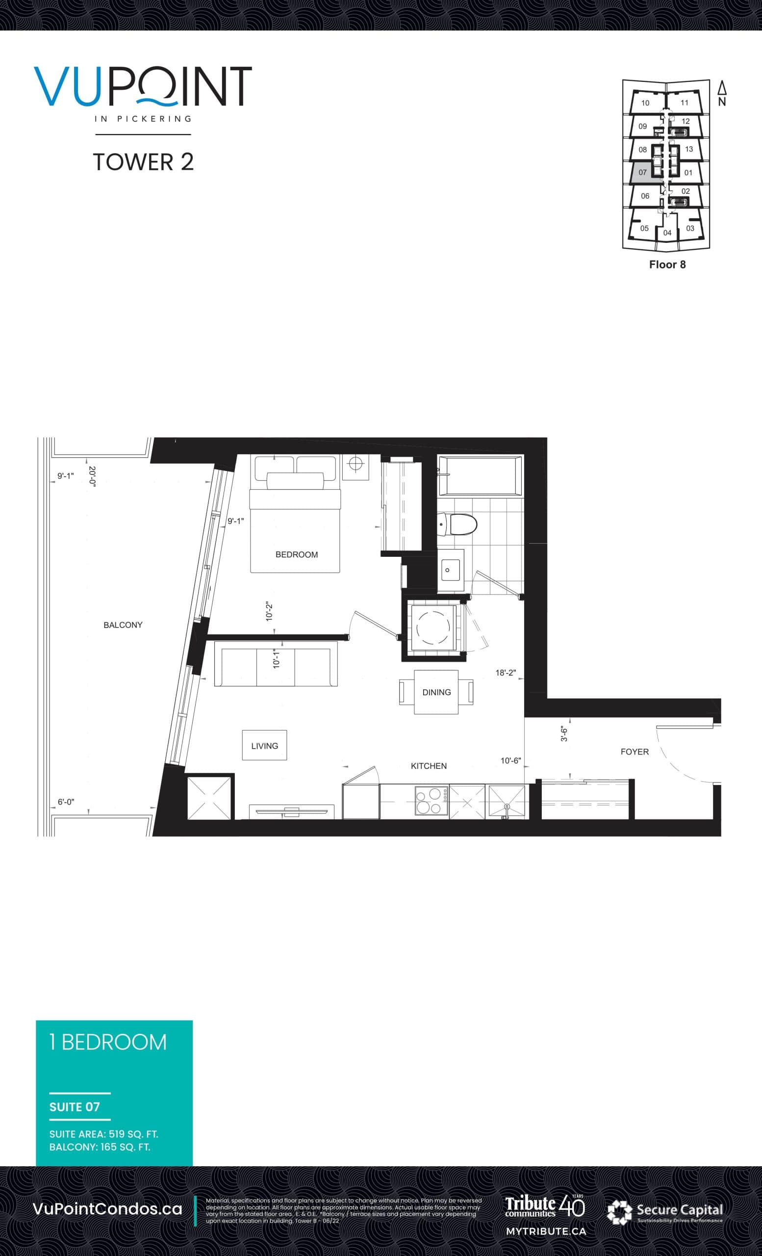 Suite 07 Floor Plan at VuPoint 2 Condos - 519 sq.ft