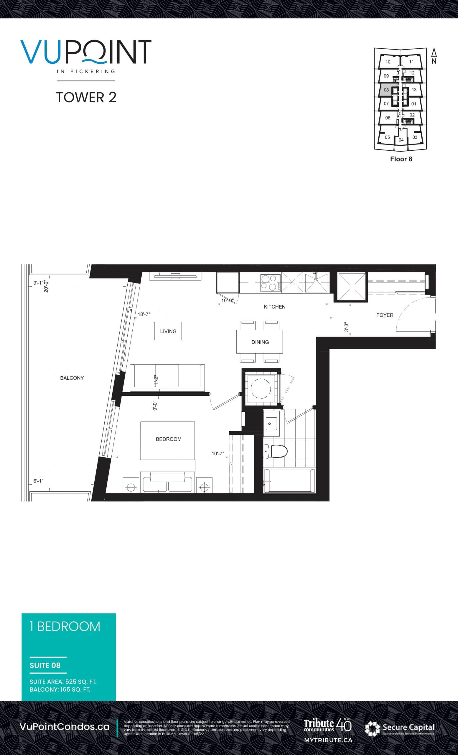 Suite 08 Floor Plan at VuPoint 2 Condos - 525 sq.ft