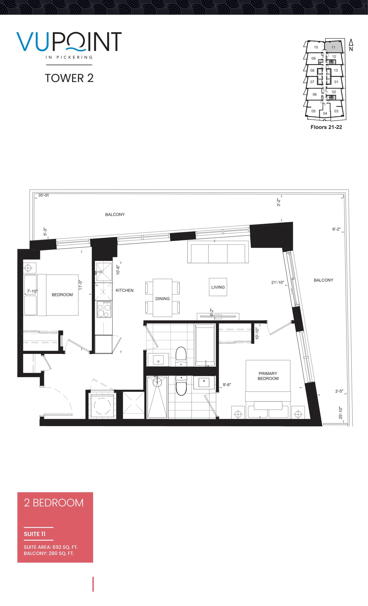 Suite 11 Floor Plan at VuPoint 2 Condos - 692 sq.ft