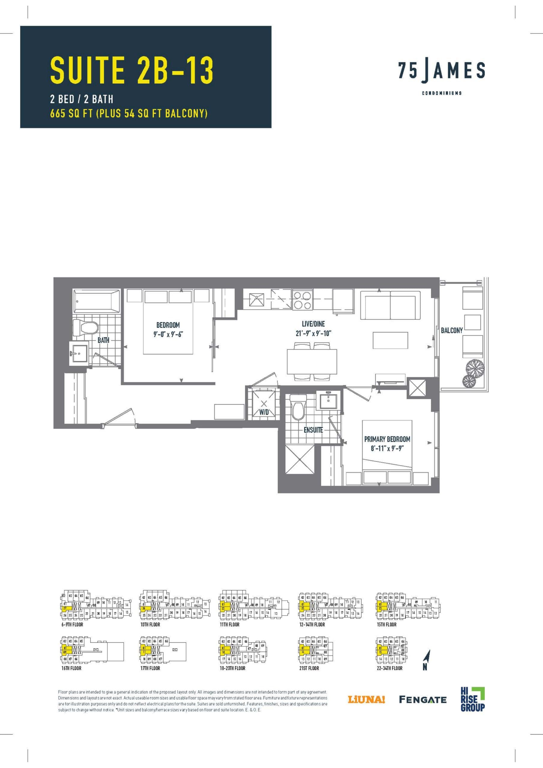 Suite 2B-13 Floor Plan at 75 James Condos - 665 sq.ft
